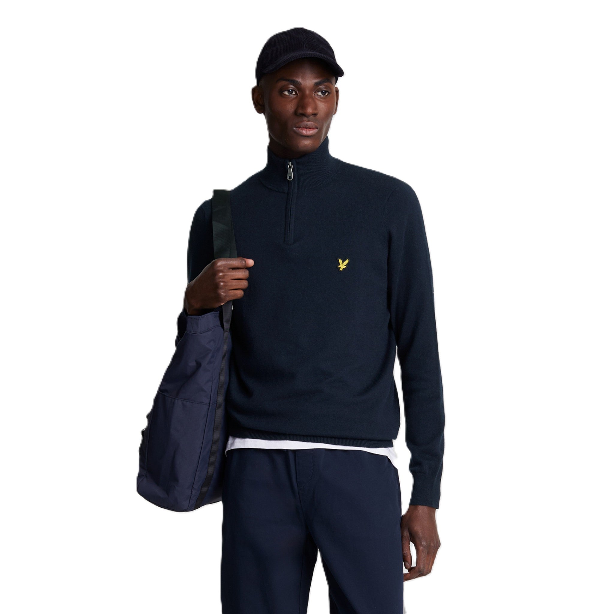COTTON MERINO QUARTER ZIP JUMPER