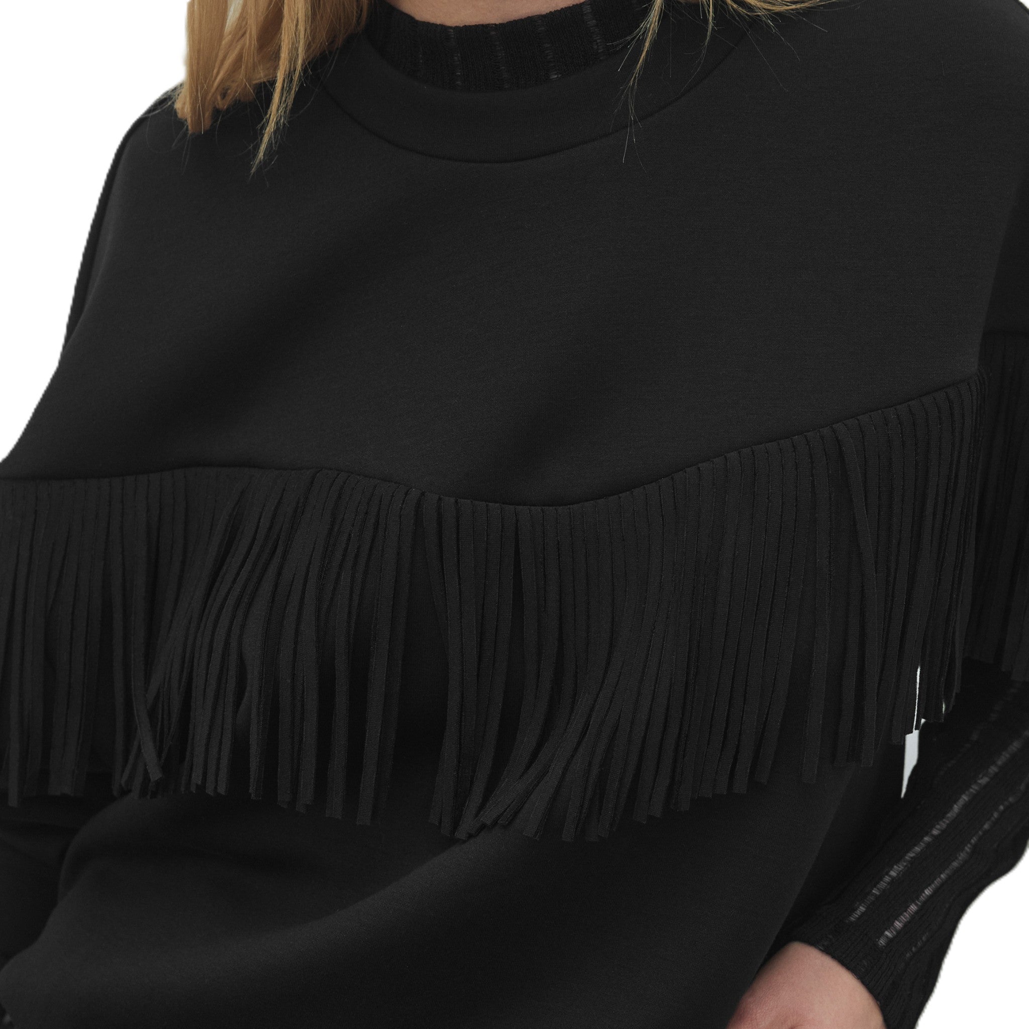 VIREFLECT O-NECK FRINGE SWEATSHIRT