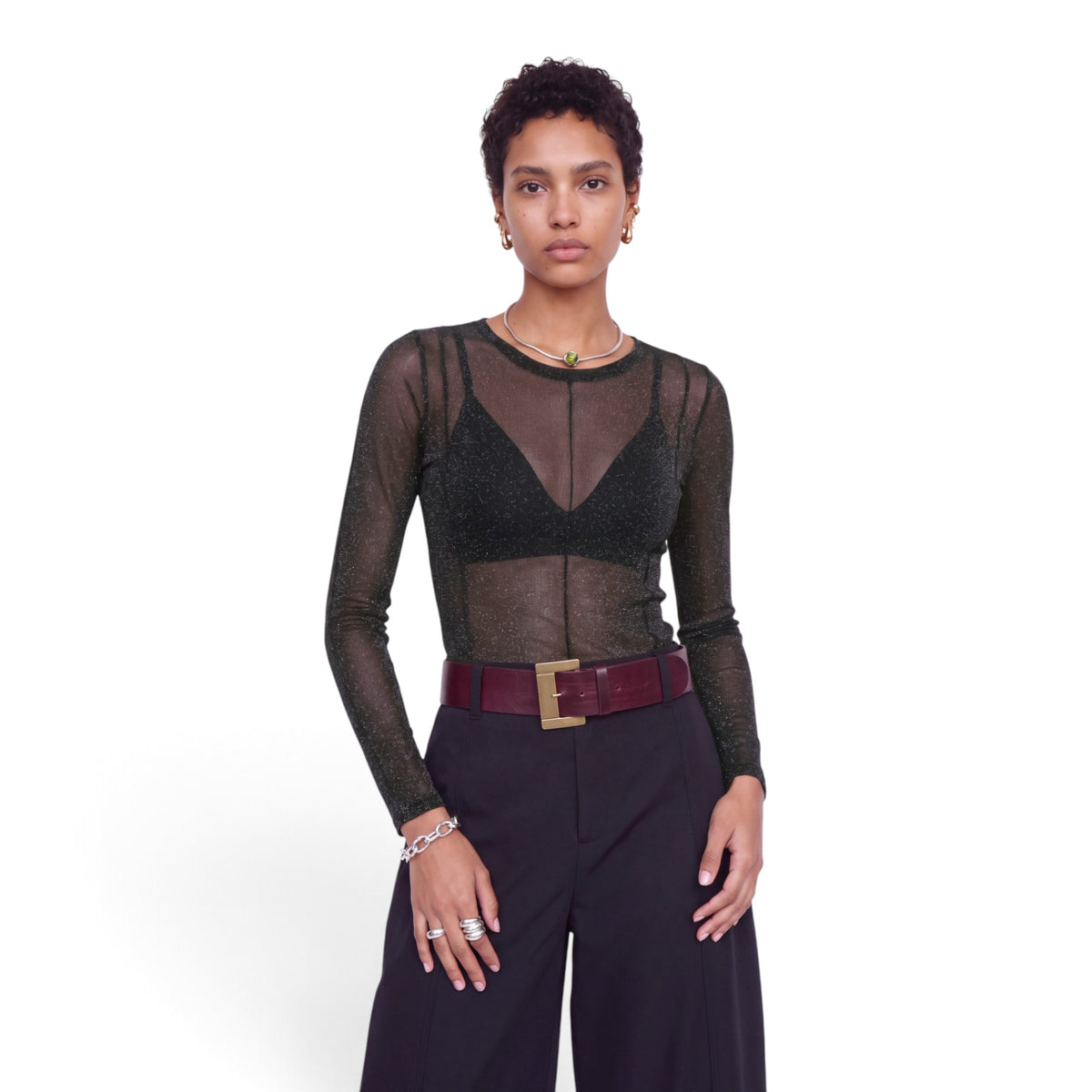 MINNA MESH GLITTER TOP