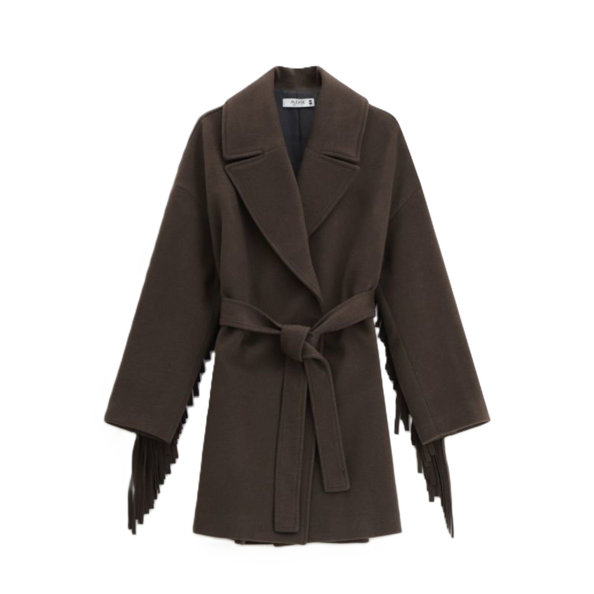 CAPPOTTO CON FRANGE E CINTURA