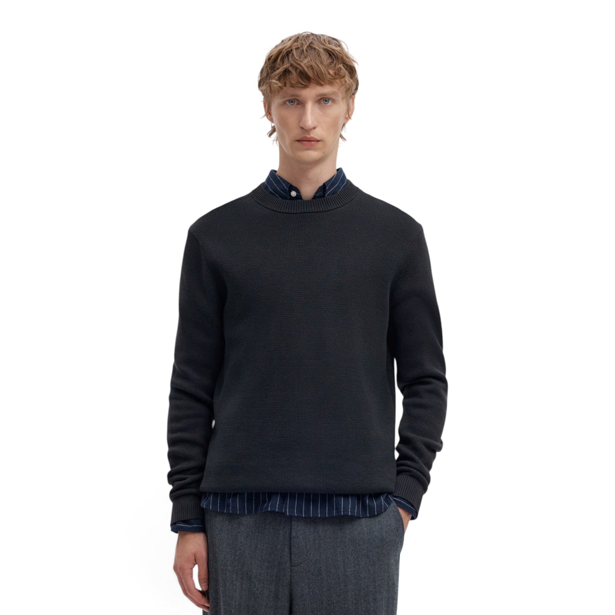 DANE KNIT STRUCTURE CREW NECK