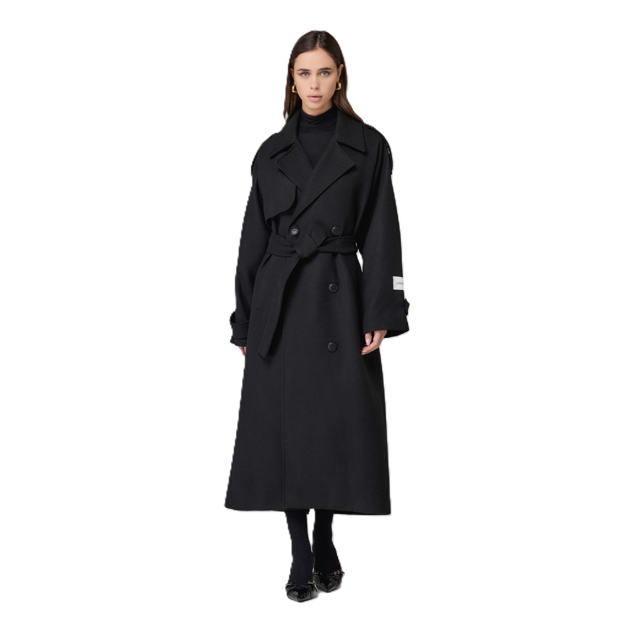 CAPPOTTO OVER IN PANNO CON CINTURA E SPACCO DIETRO