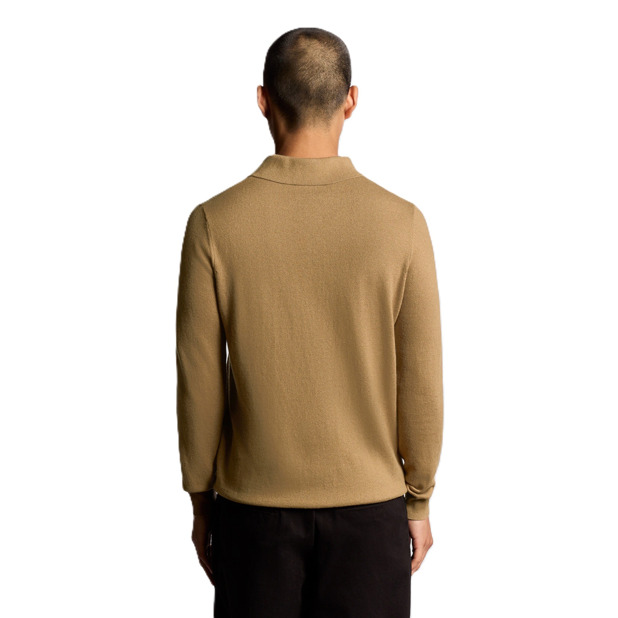 COTTON MERINO LONG SLEEVE KNITTED POLO