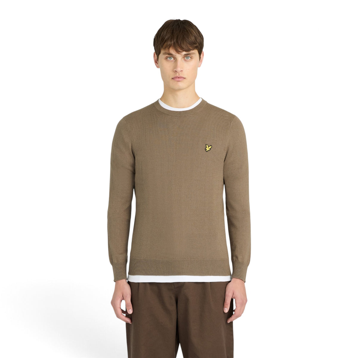MAGLIONE GIROCOLLO IN COTONE E LANA MERINO