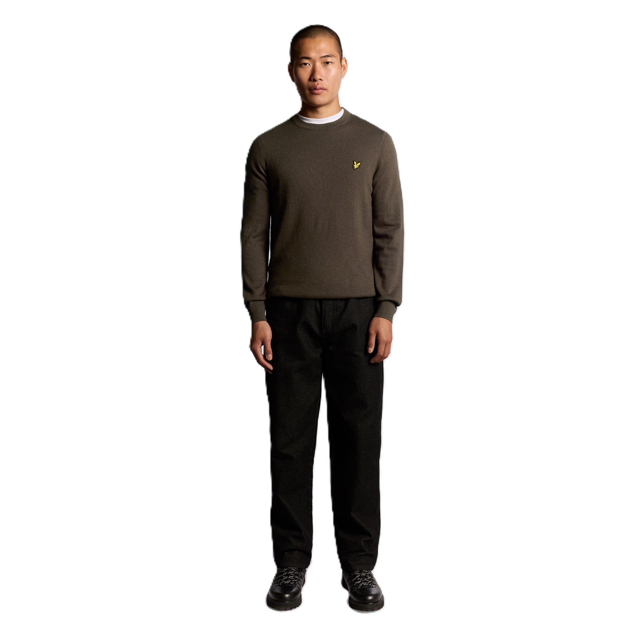 COTTON MERINO CREW NECK JUMPER