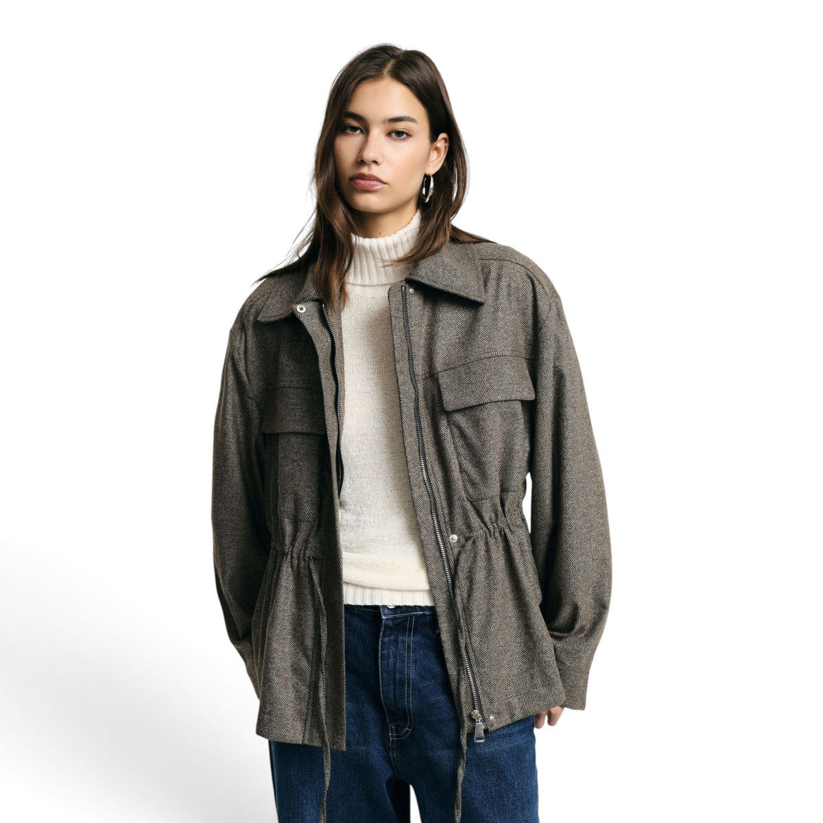 GIACCA CAMICIA CON ZIP E TASCHE FRONTALI