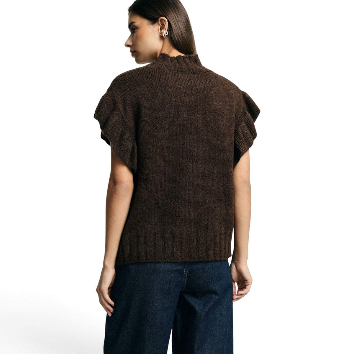 MAGLIONE SMANICATO CON MANICHE VOLANT