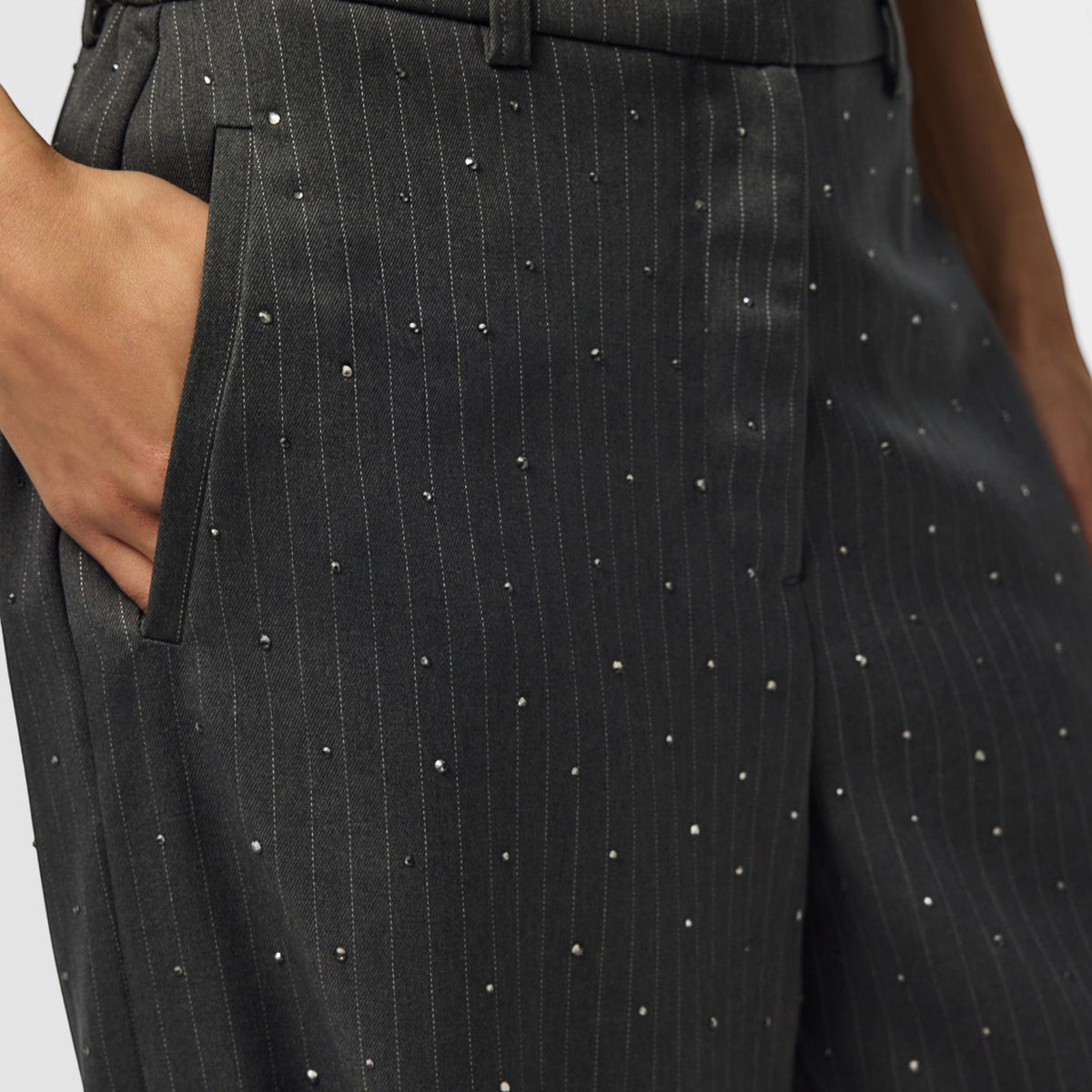FALKA PINSTRIPE PANTS WITH RHINESTONE