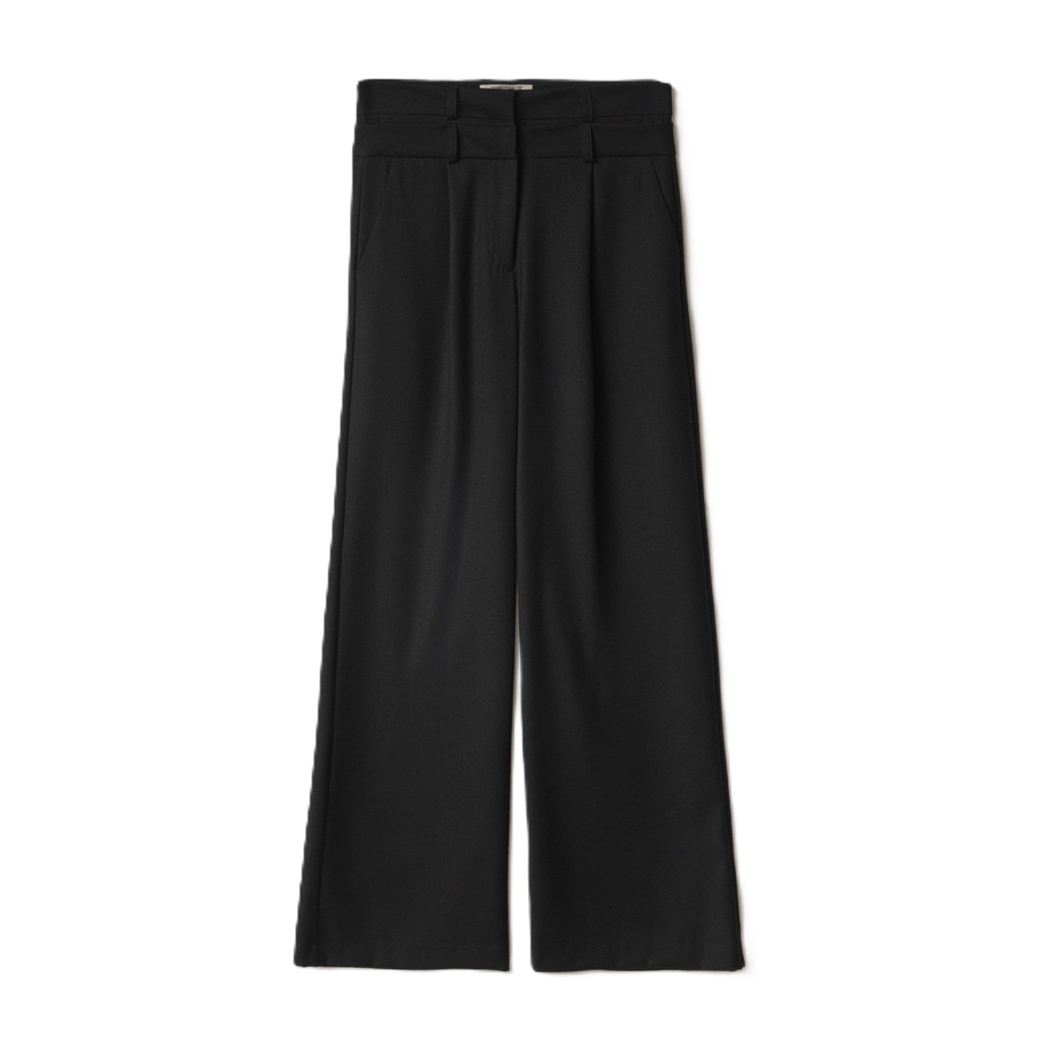 PANTALONE IN TWILL VITA ALTA CON DOPPIO CINTO