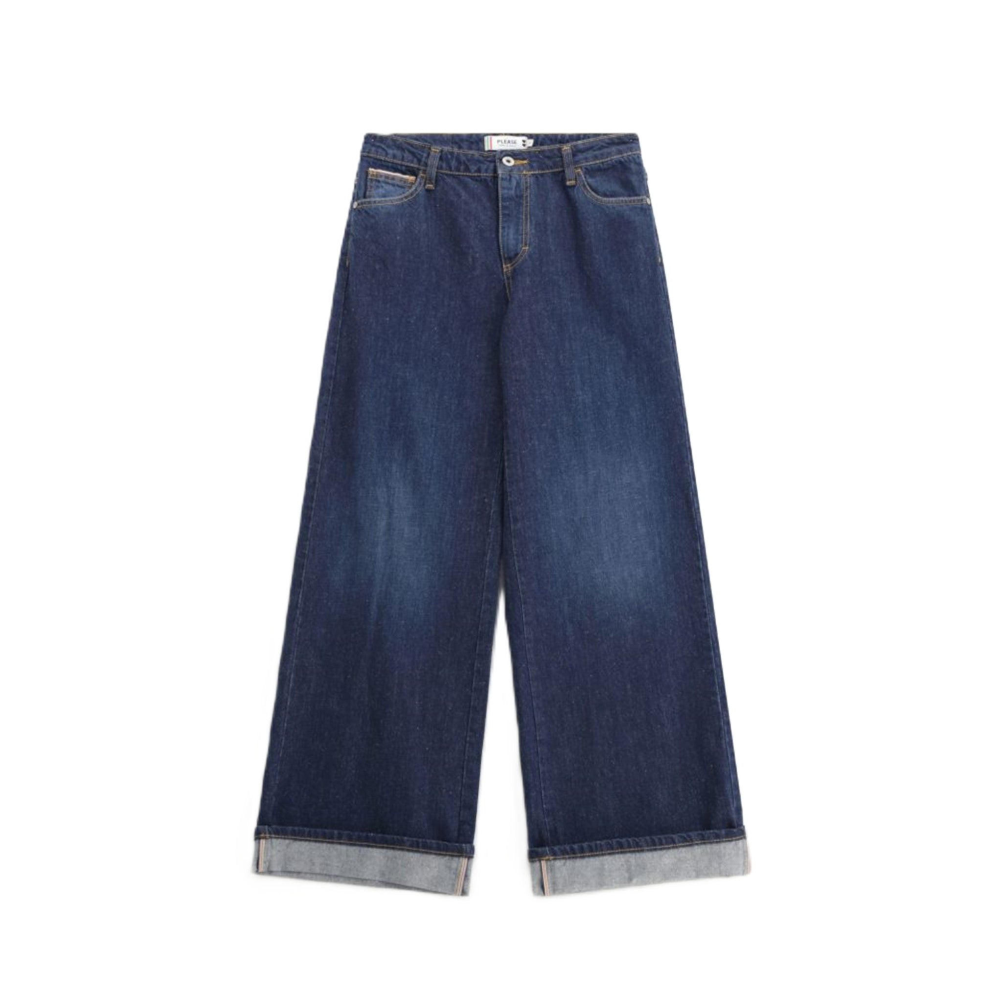 JEANS A GAMBA LARGA CON RISVOLTO