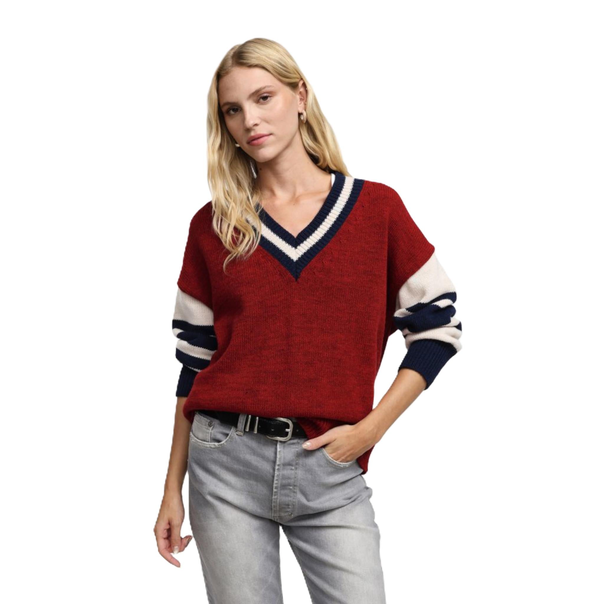 MAGLIONE OVERSIZE CON RIGHE A CONTRASTO