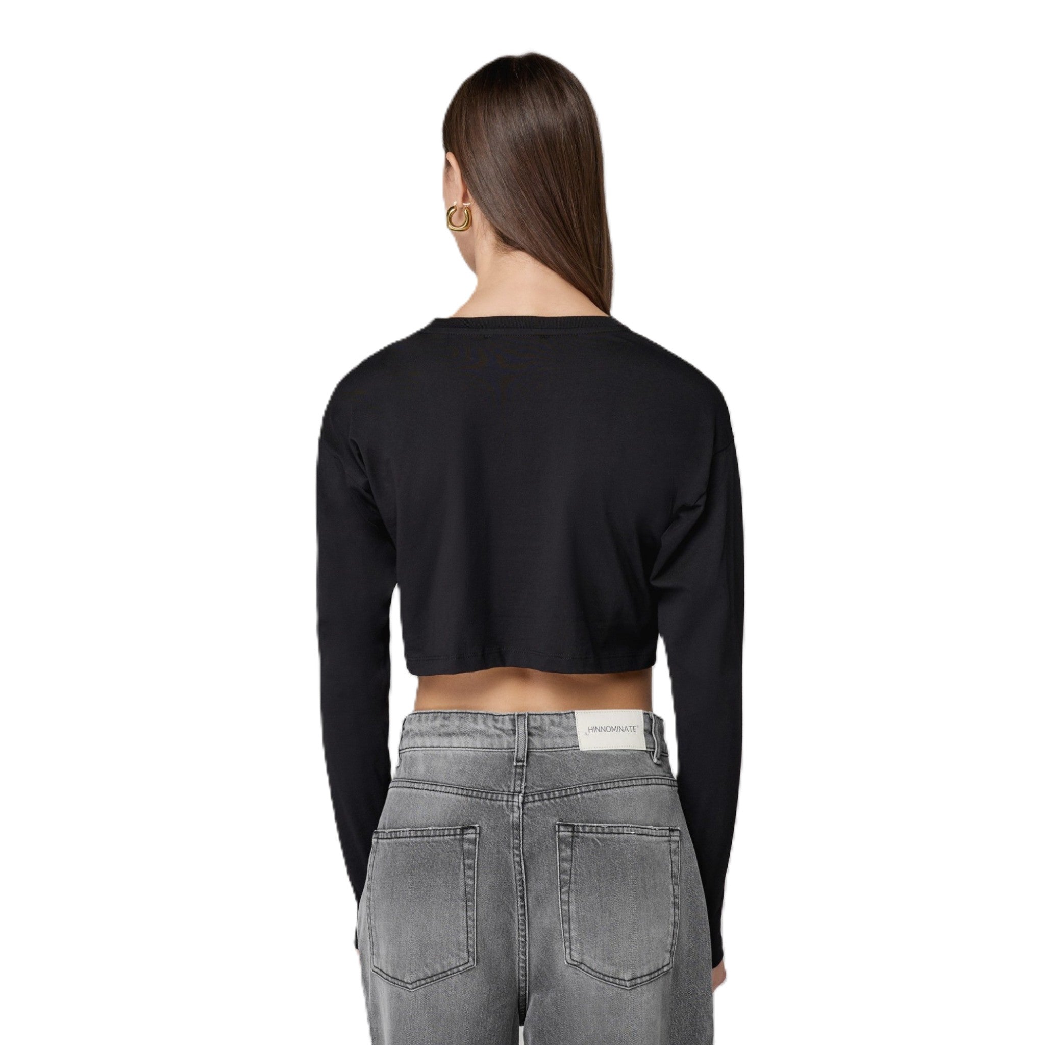 CROP TOP BASICO IN JERSEY A MANICA LUNGA