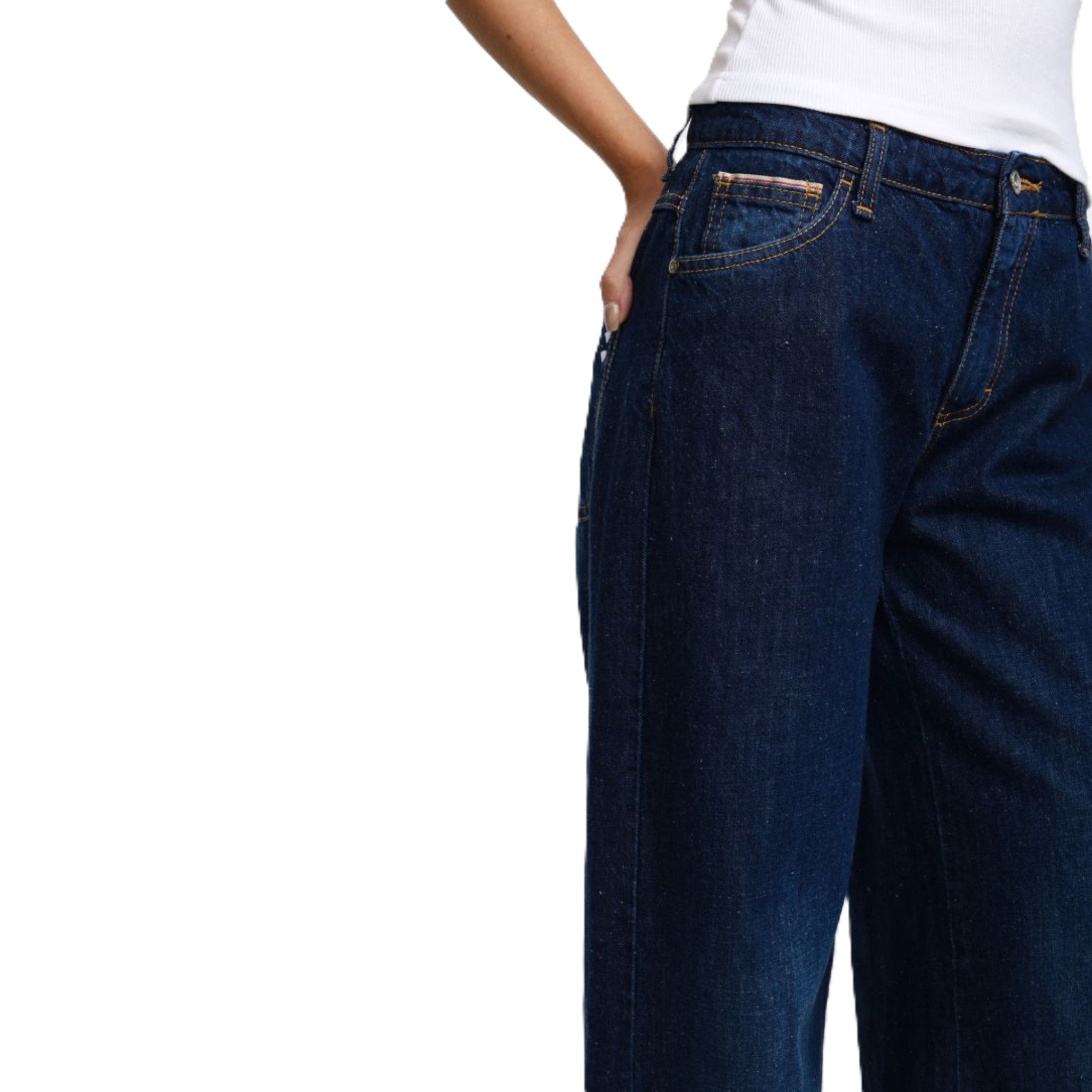 JEANS A GAMBA LARGA CON RISVOLTO
