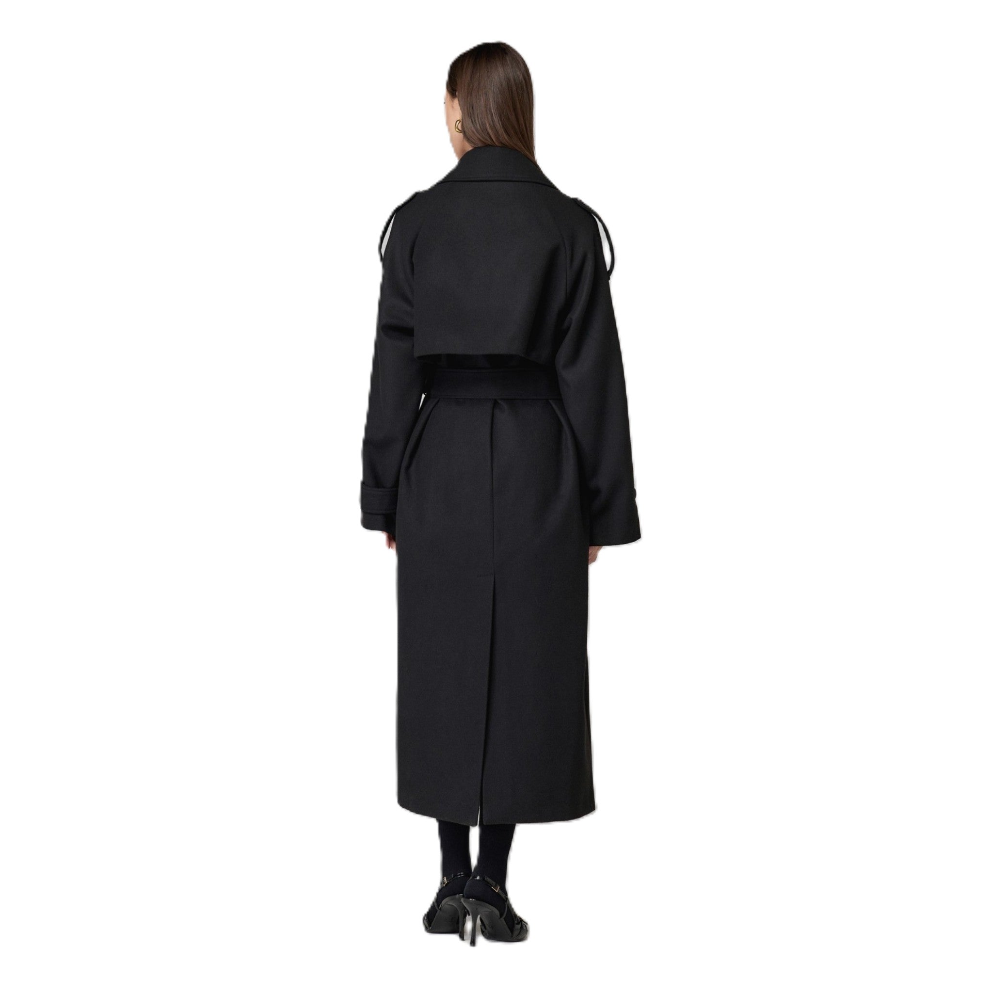 CAPPOTTO OVER IN PANNO CON CINTURA E SPACCO DIETRO