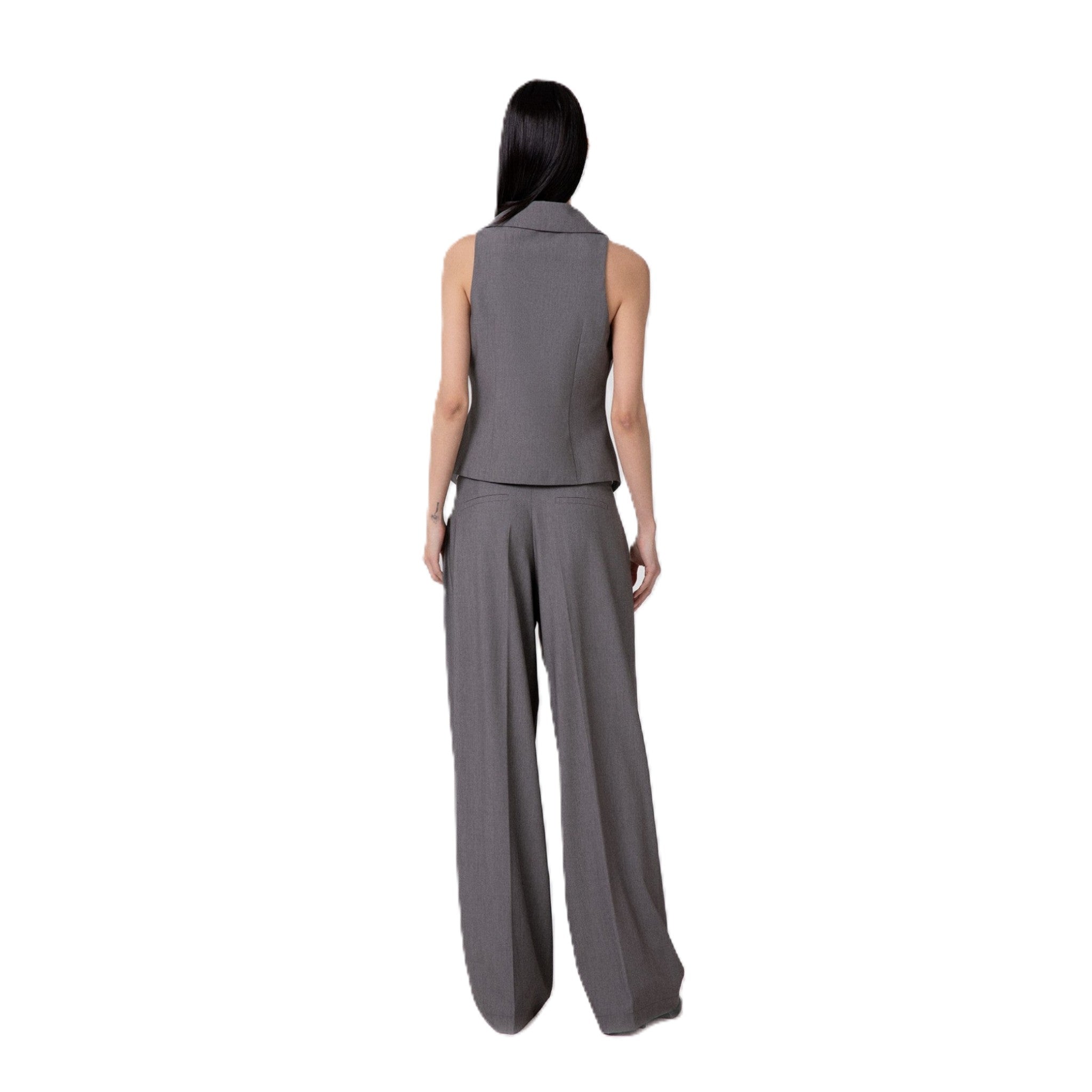 PANTALONE DRITTO CON PENCES CON CINTO LOGATO
