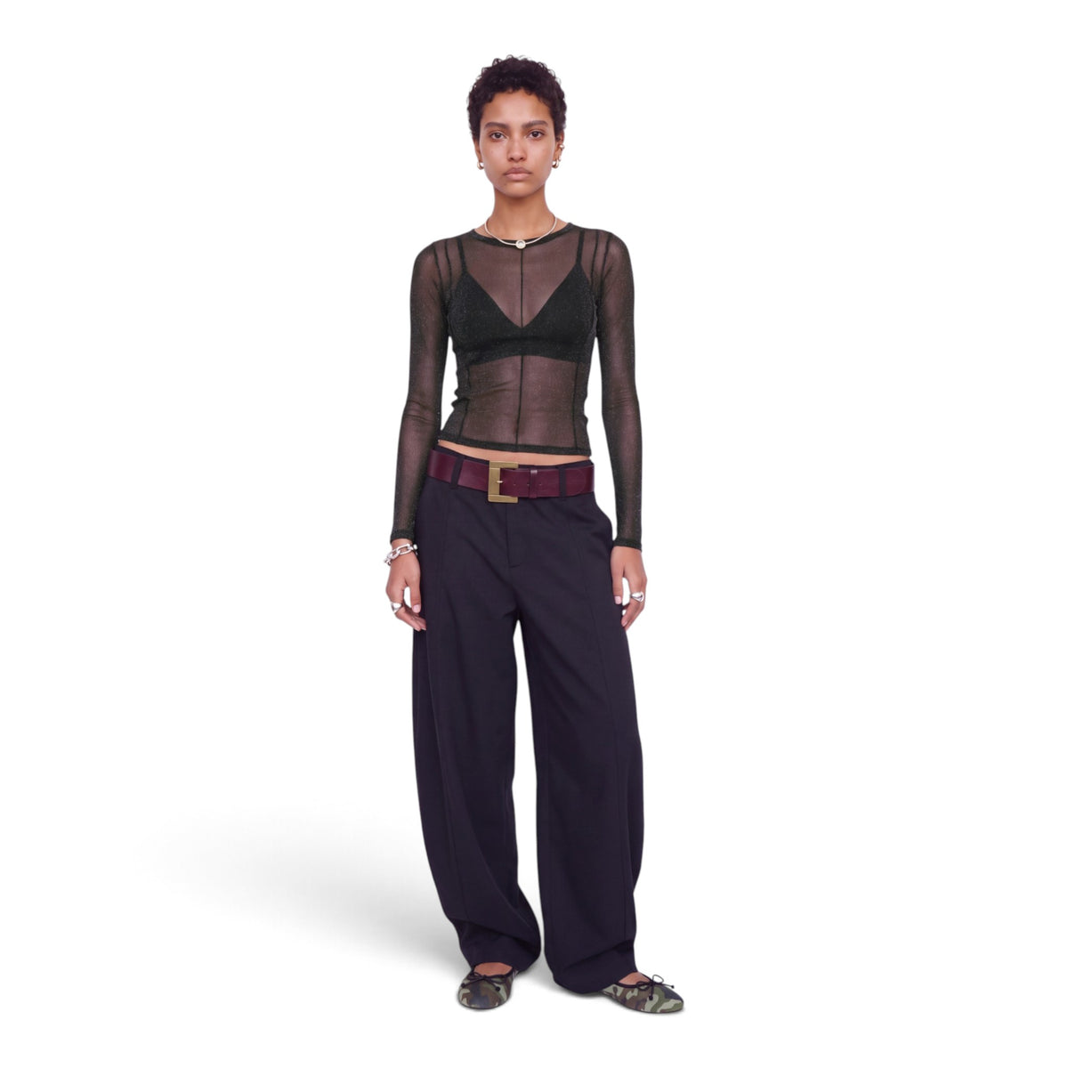 MINNA MESH GLITTER TOP