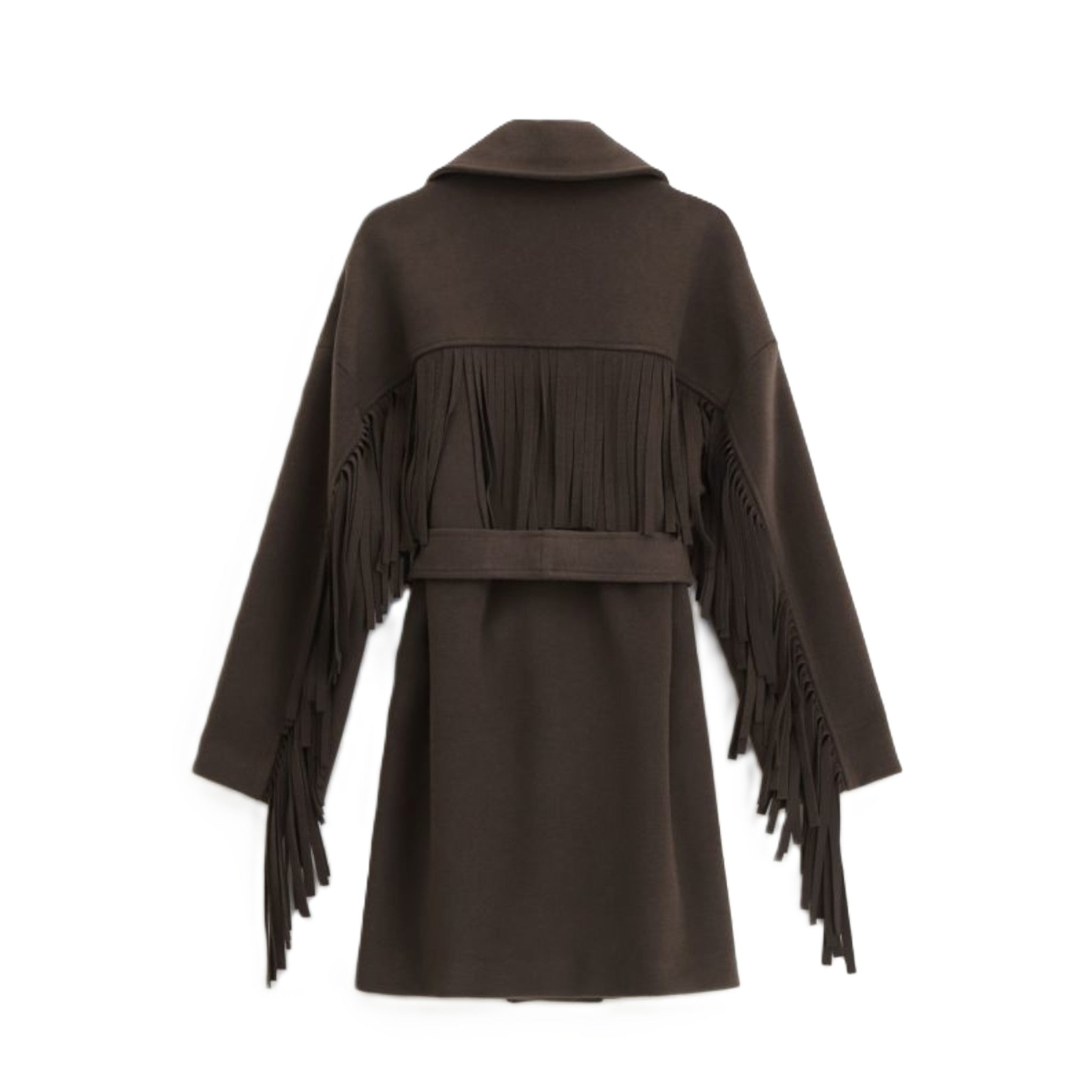 CAPPOTTO CON FRANGE E CINTURA