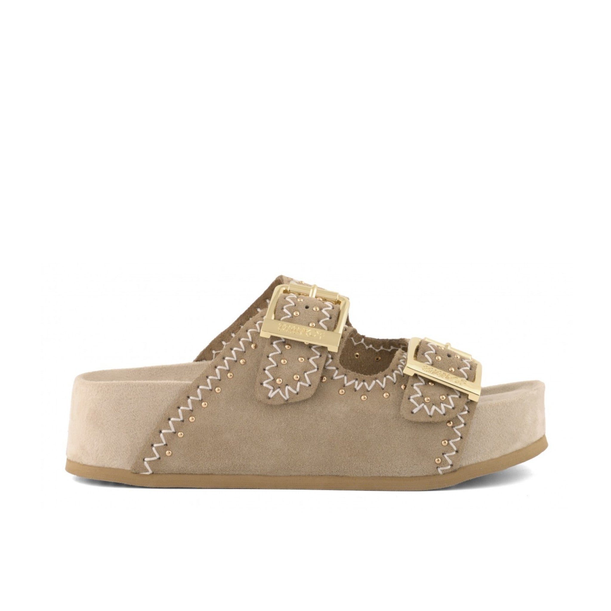 PLATFORM IN PELLE SCAMOSCIATA E STRASS