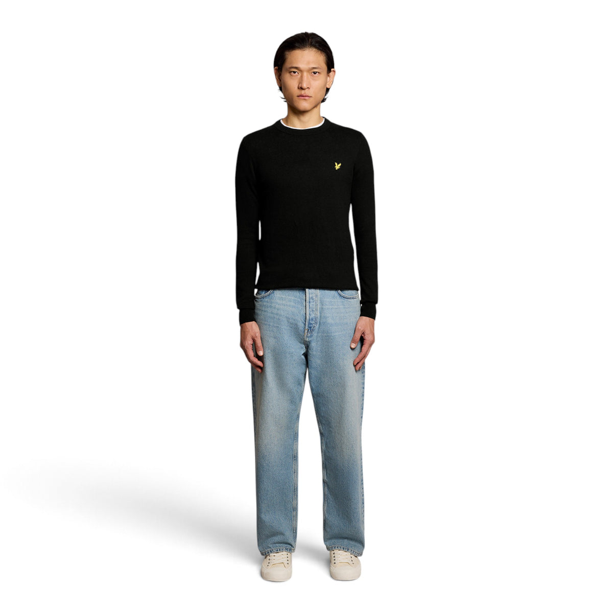 MAGLIONE GIROCOLLO IN COTONE E LANA MERINO