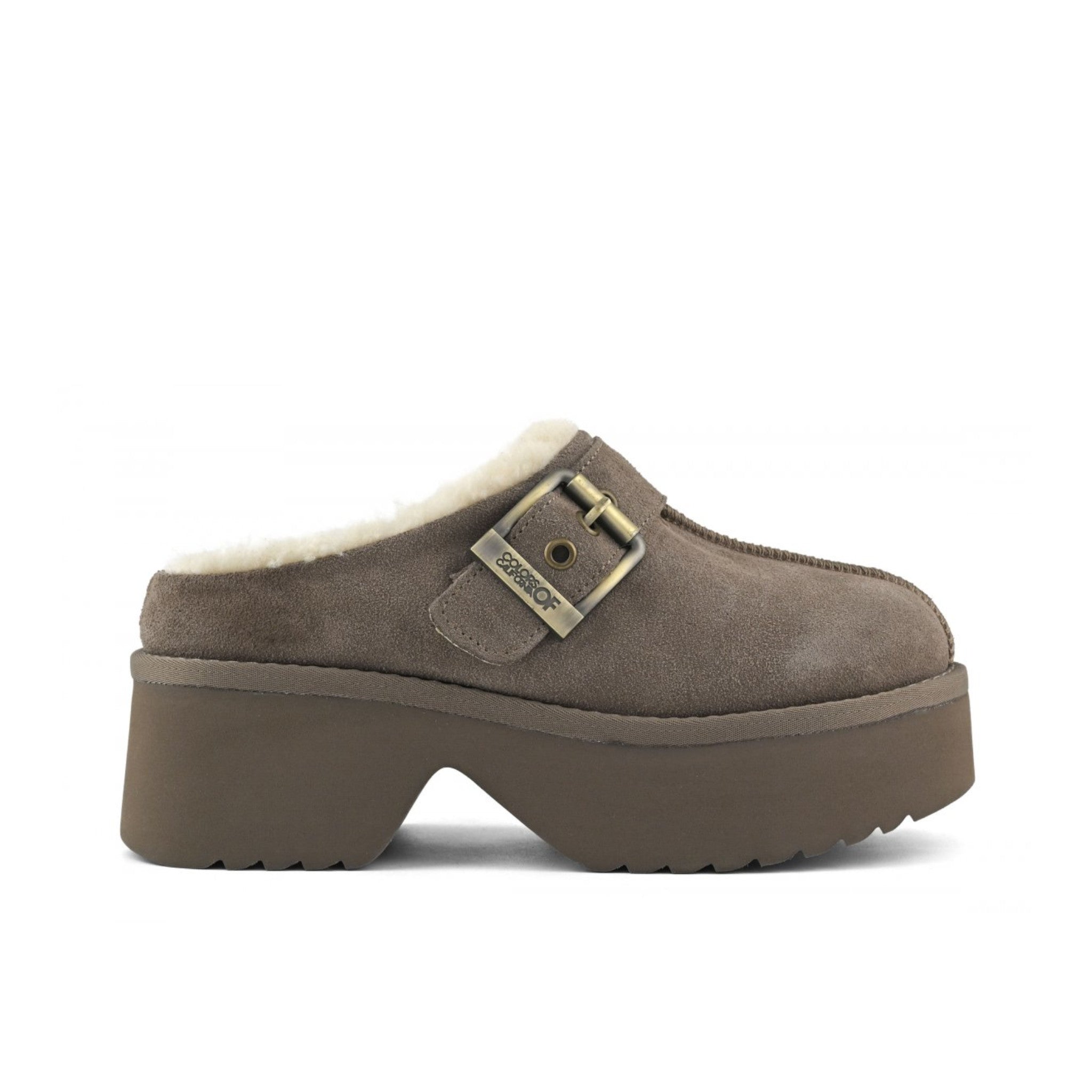 SABOT IN PELLE SCAMOSCIATA CON SUOLA PLATEAU