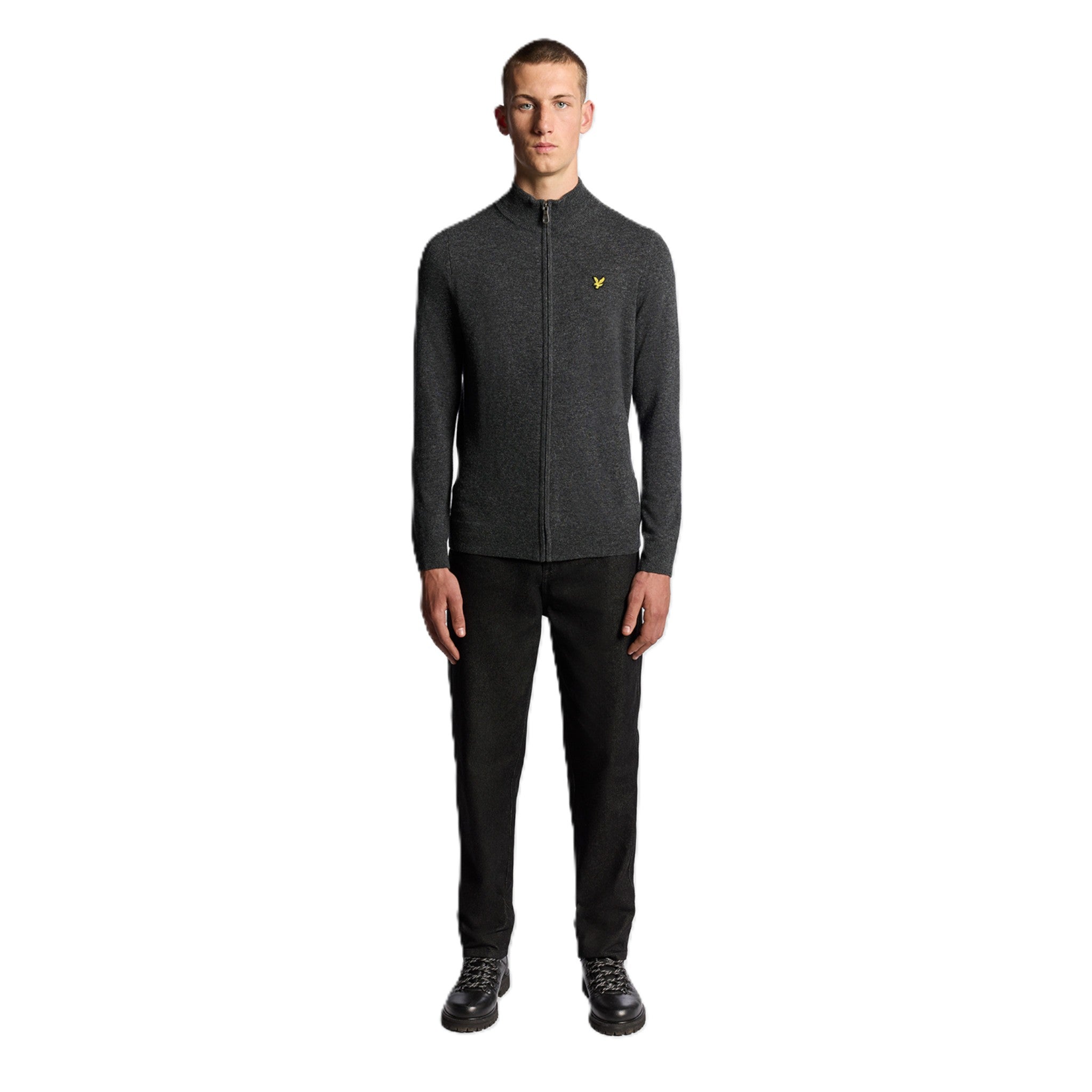 LAMBSWOOL BLEND ZIP THROUGH CARDIGAN