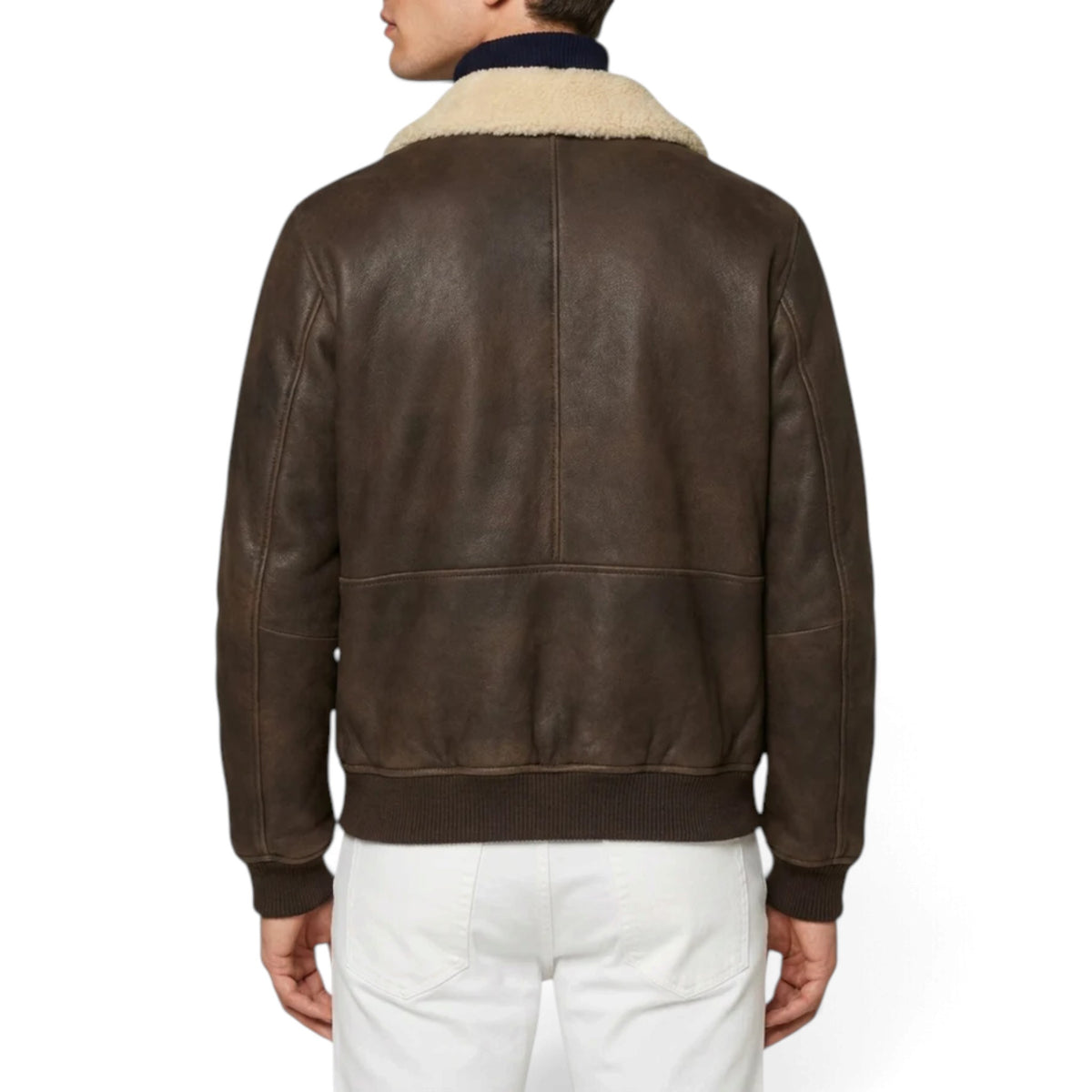 GIUBBOTTO IN PELLE SCAMOSCIATA CON COLLO SHEARLING