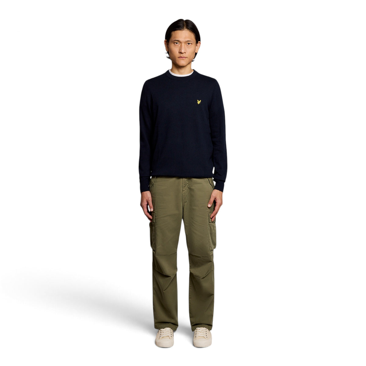 MAGLIONE GIROCOLLO IN COTONE E LANA MERINO