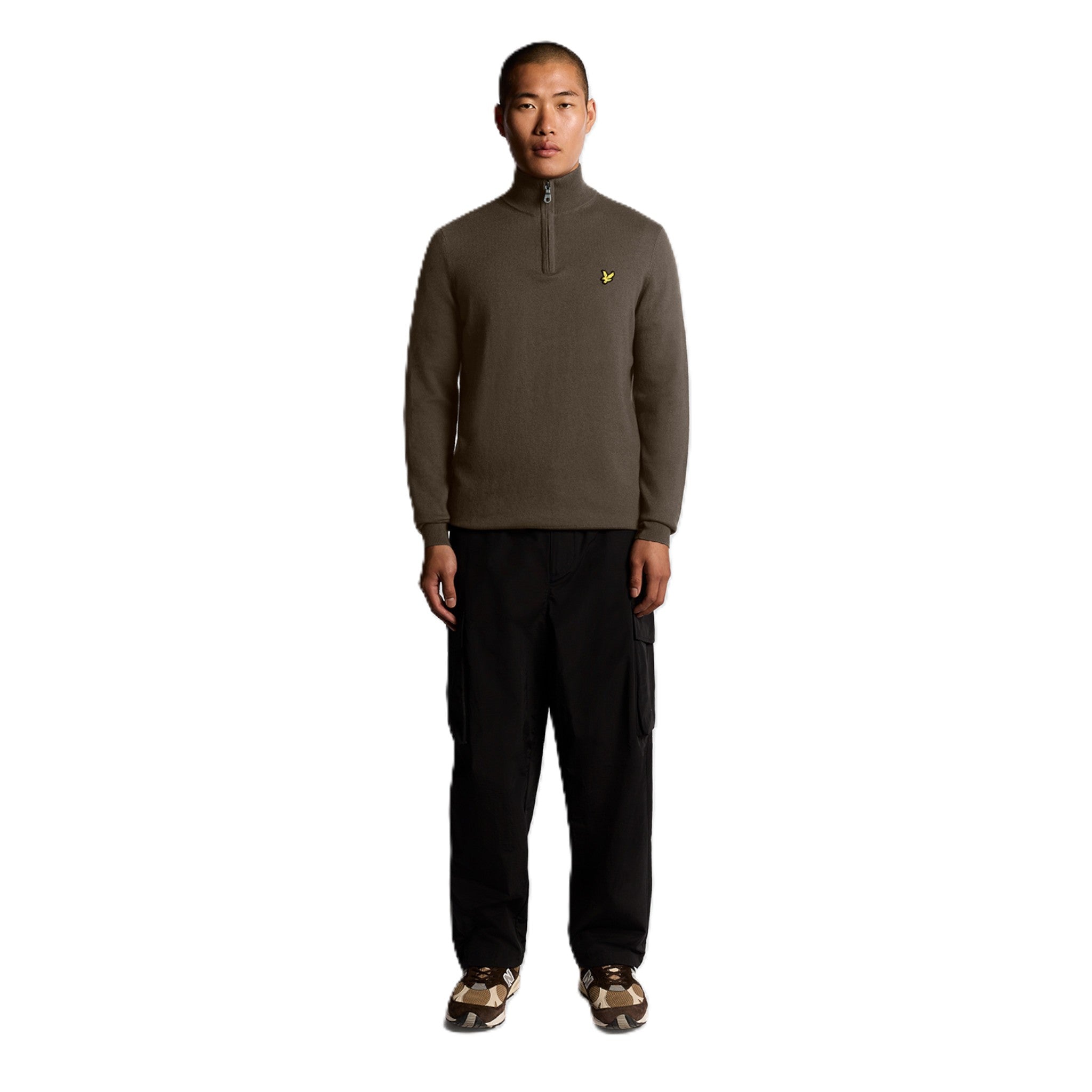 COTTON MERINO QUARTER ZIP JUMPER