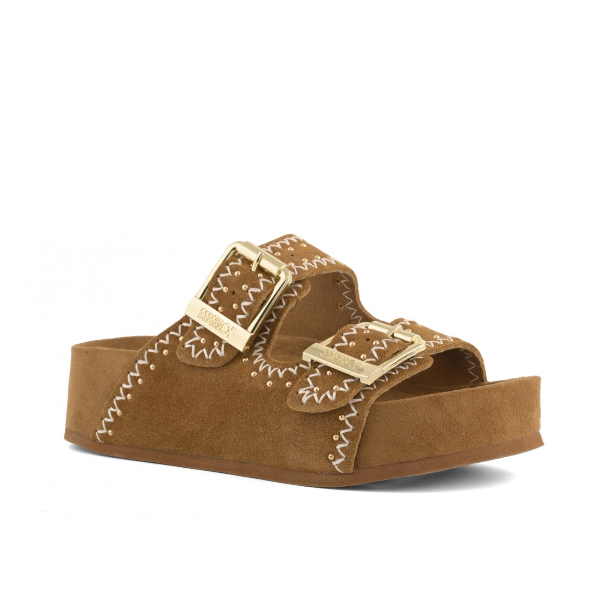 PLATFORM IN PELLE SCAMOSCIATA E STRASS