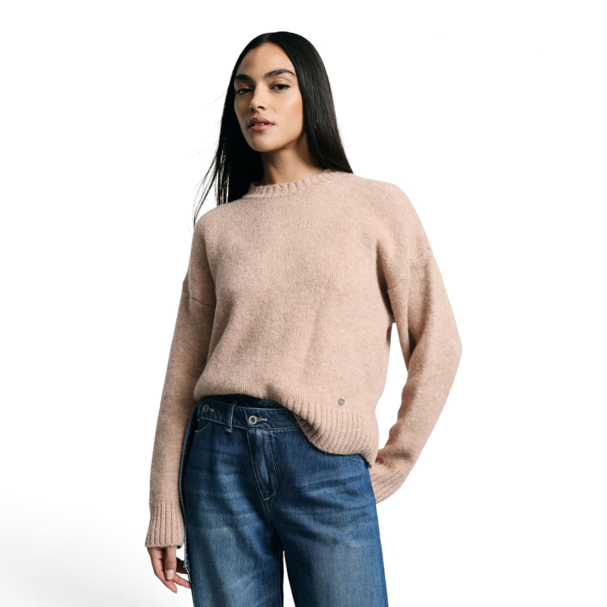 MAGLIONE GIROCOLLO REGULAR CON POLSINI A COSTINE