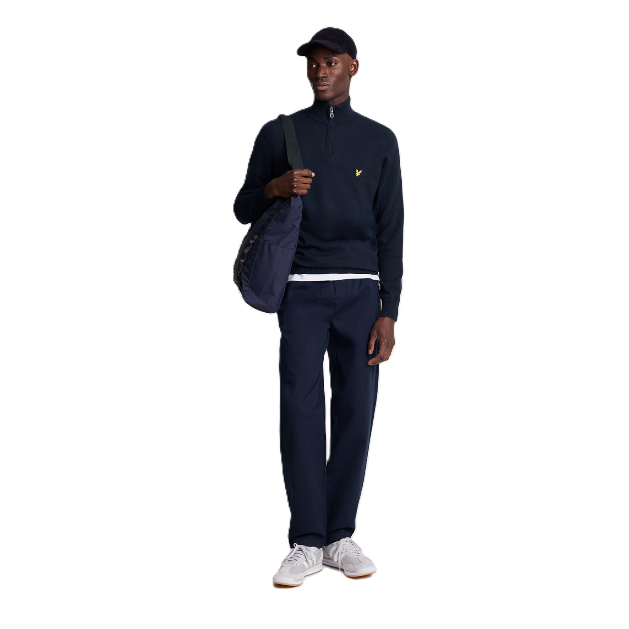 COTTON MERINO QUARTER ZIP JUMPER