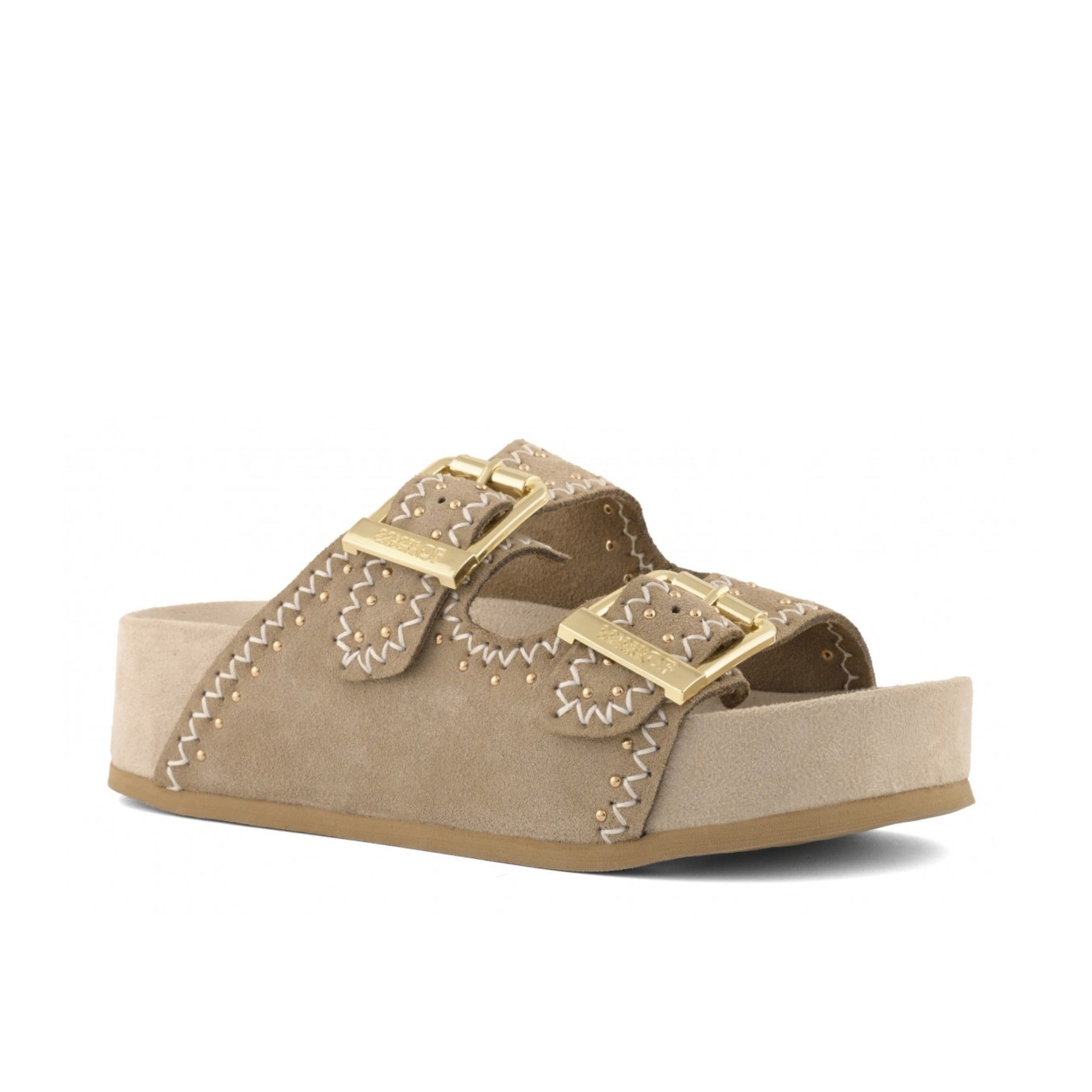 PLATFORM IN PELLE SCAMOSCIATA E STRASS