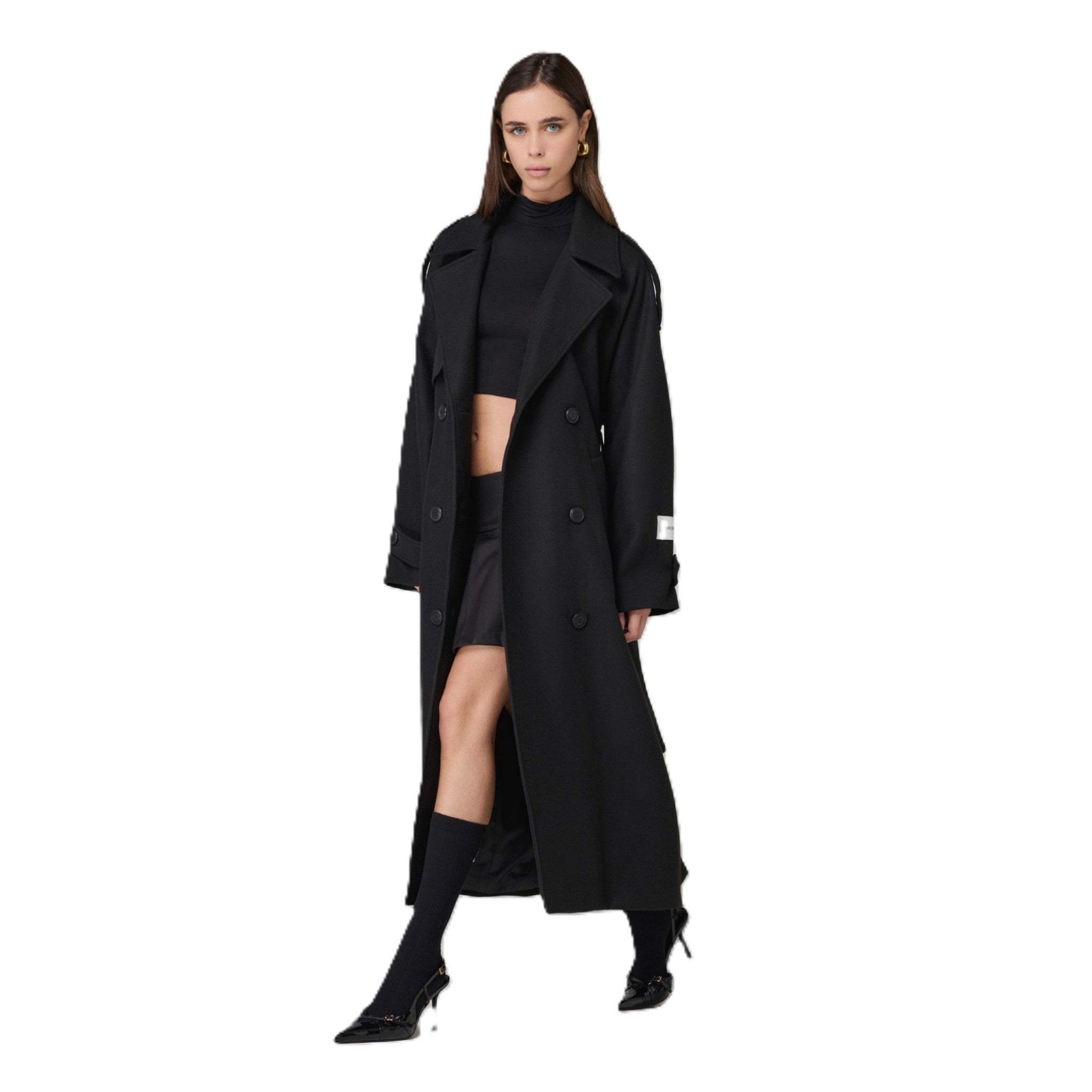 CAPPOTTO OVER IN PANNO CON CINTURA E SPACCO DIETRO