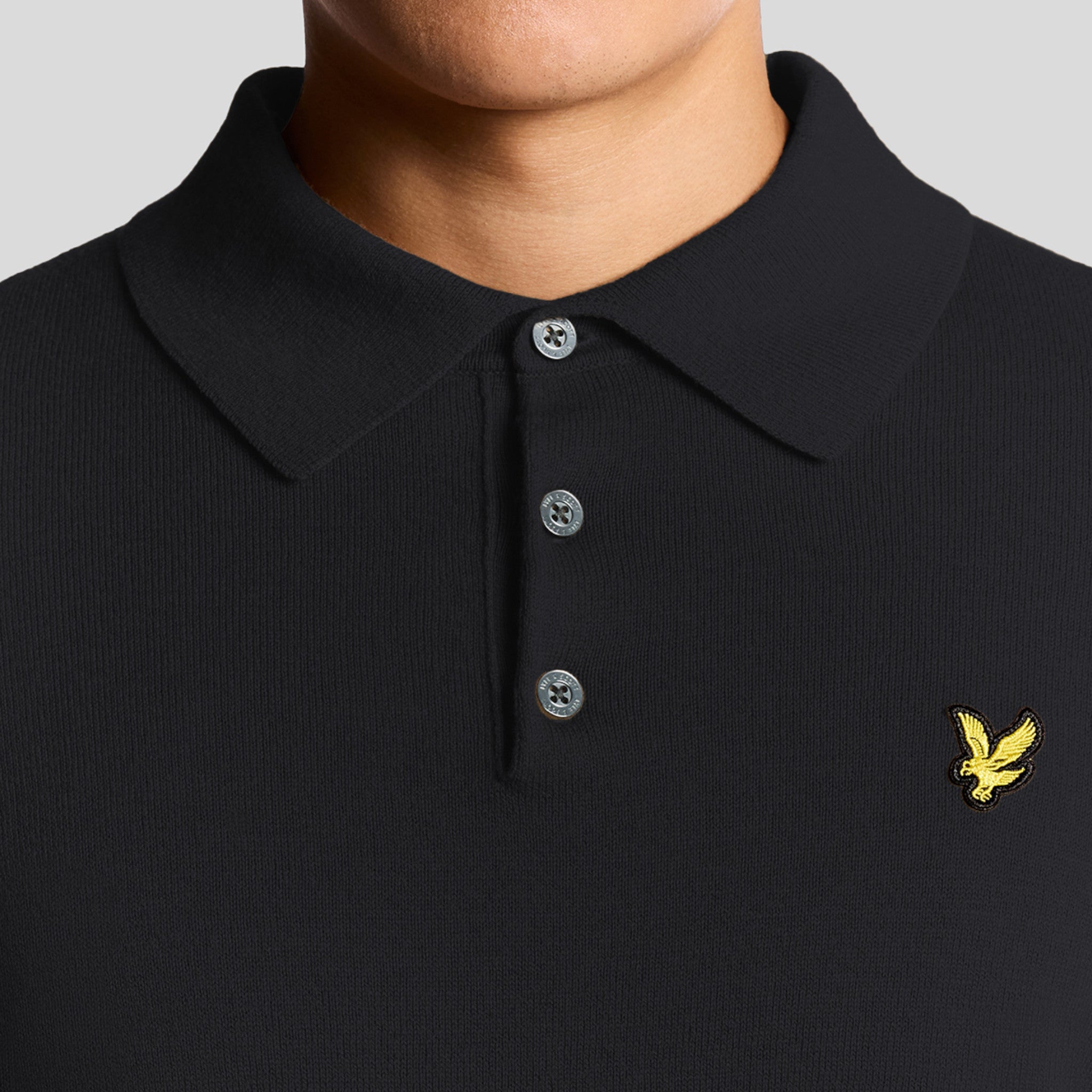 COTTON MERINO LONG SLEEVE KNITTED POLO