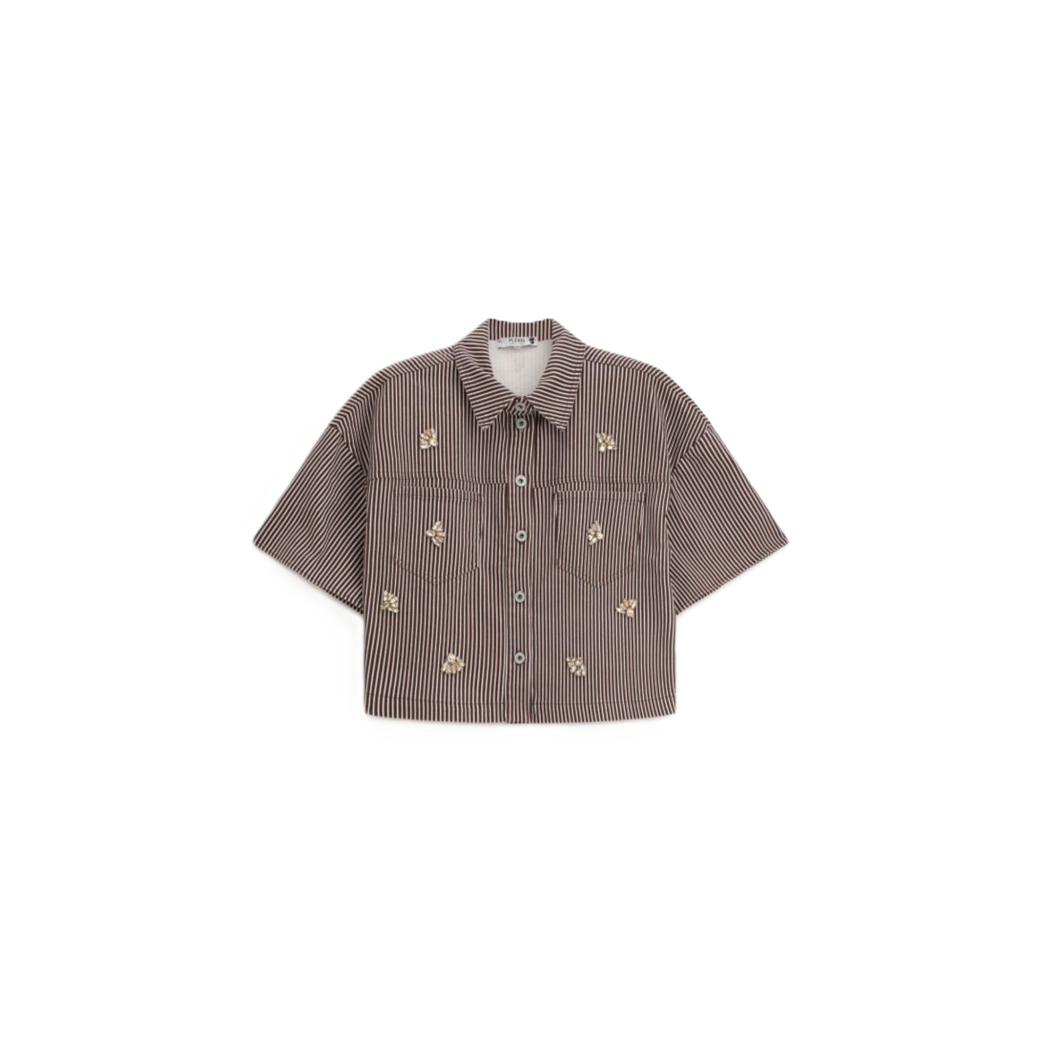 CAMICIA CORTA CON APPLICAZIONI GIOIELLO