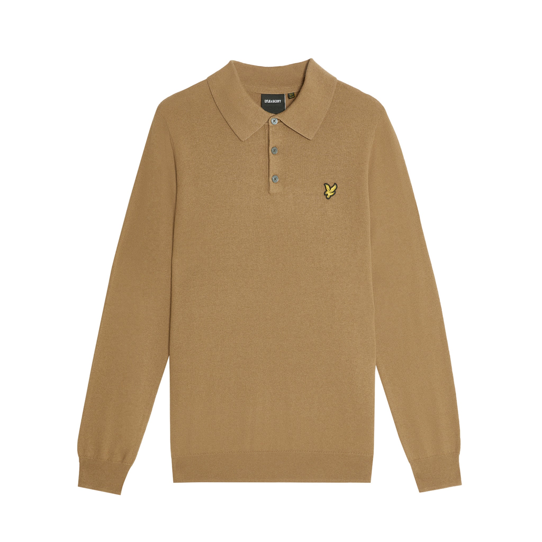 COTTON MERINO LONG SLEEVE KNITTED POLO