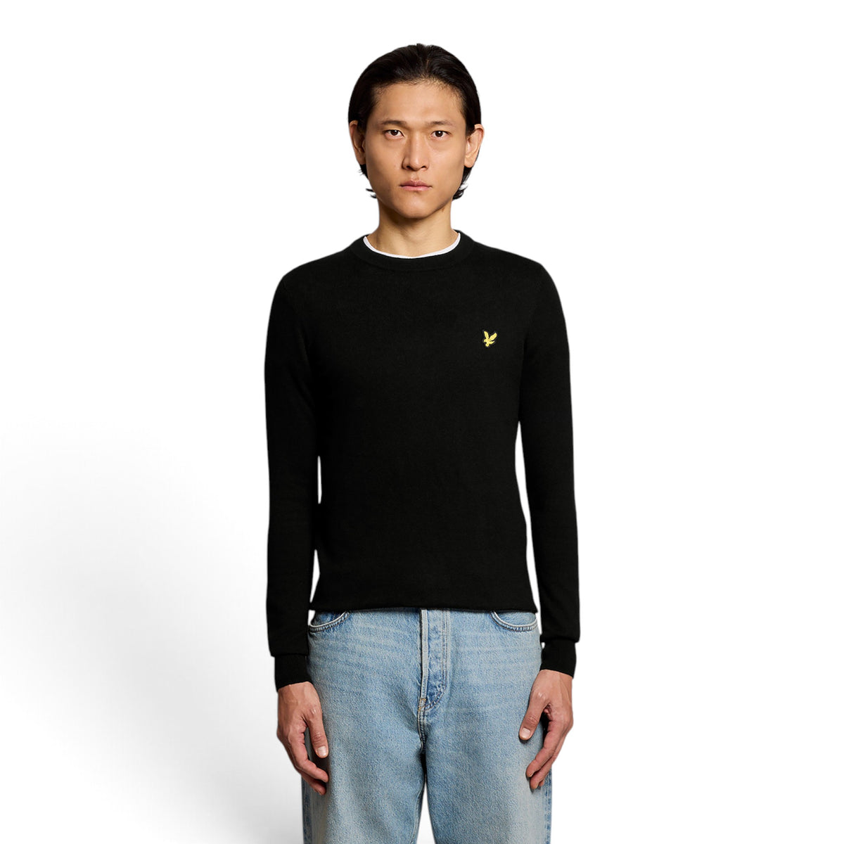 MAGLIONE GIROCOLLO IN COTONE E LANA MERINO