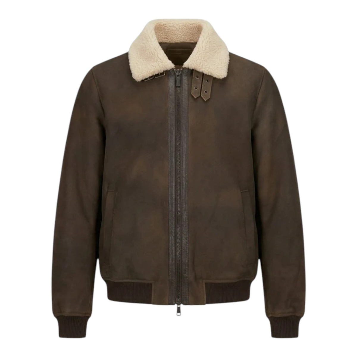 GIUBBOTTO IN PELLE SCAMOSCIATA CON COLLO SHEARLING