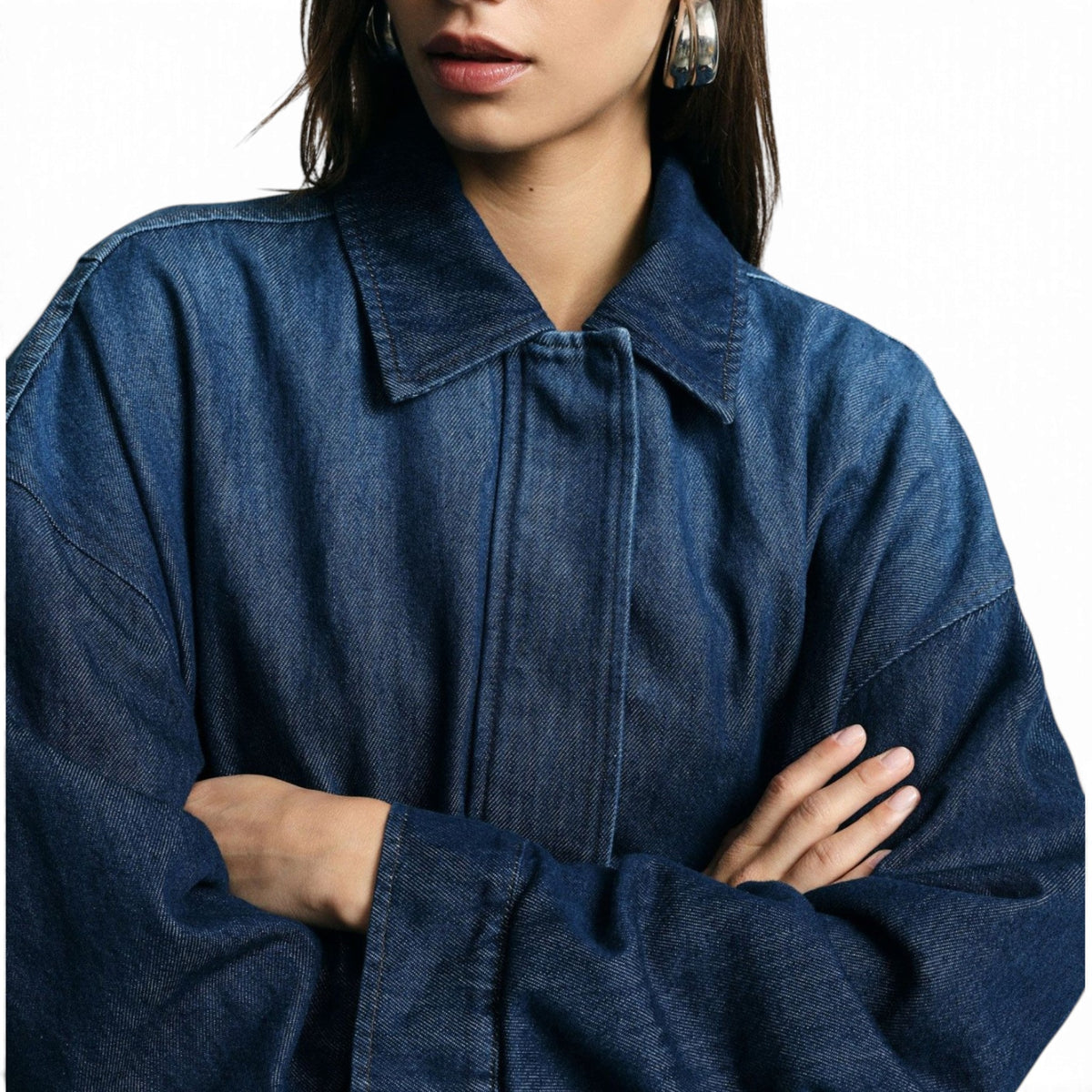 DENIM JACKET CORTA CON ZIP MANICHE AMPIE