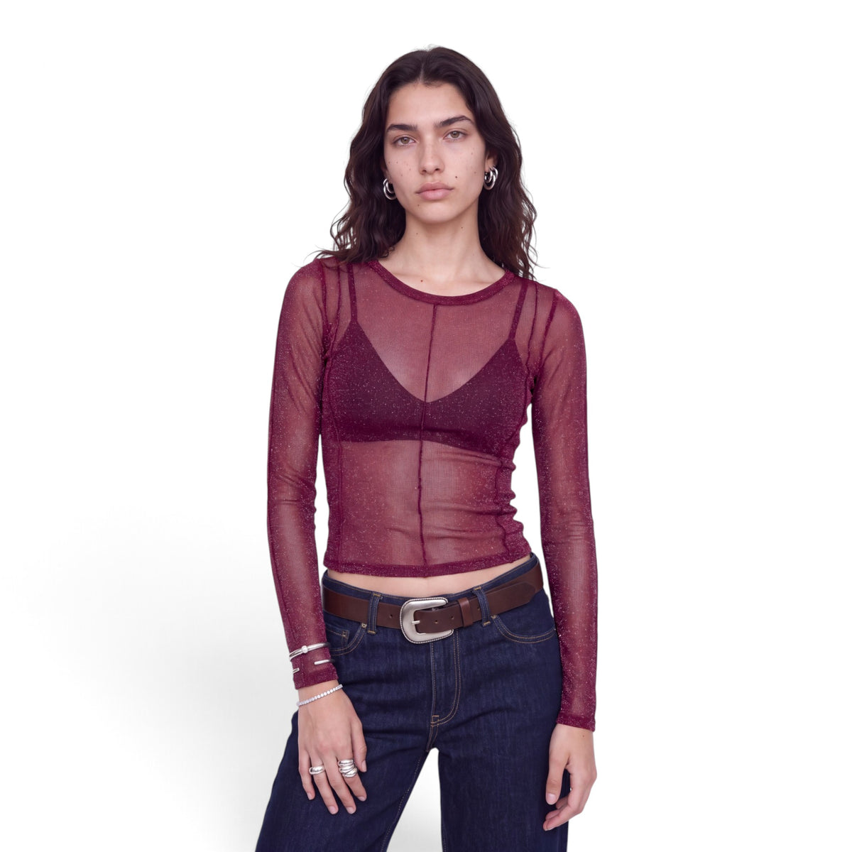MINNA MESH GLITTER TOP