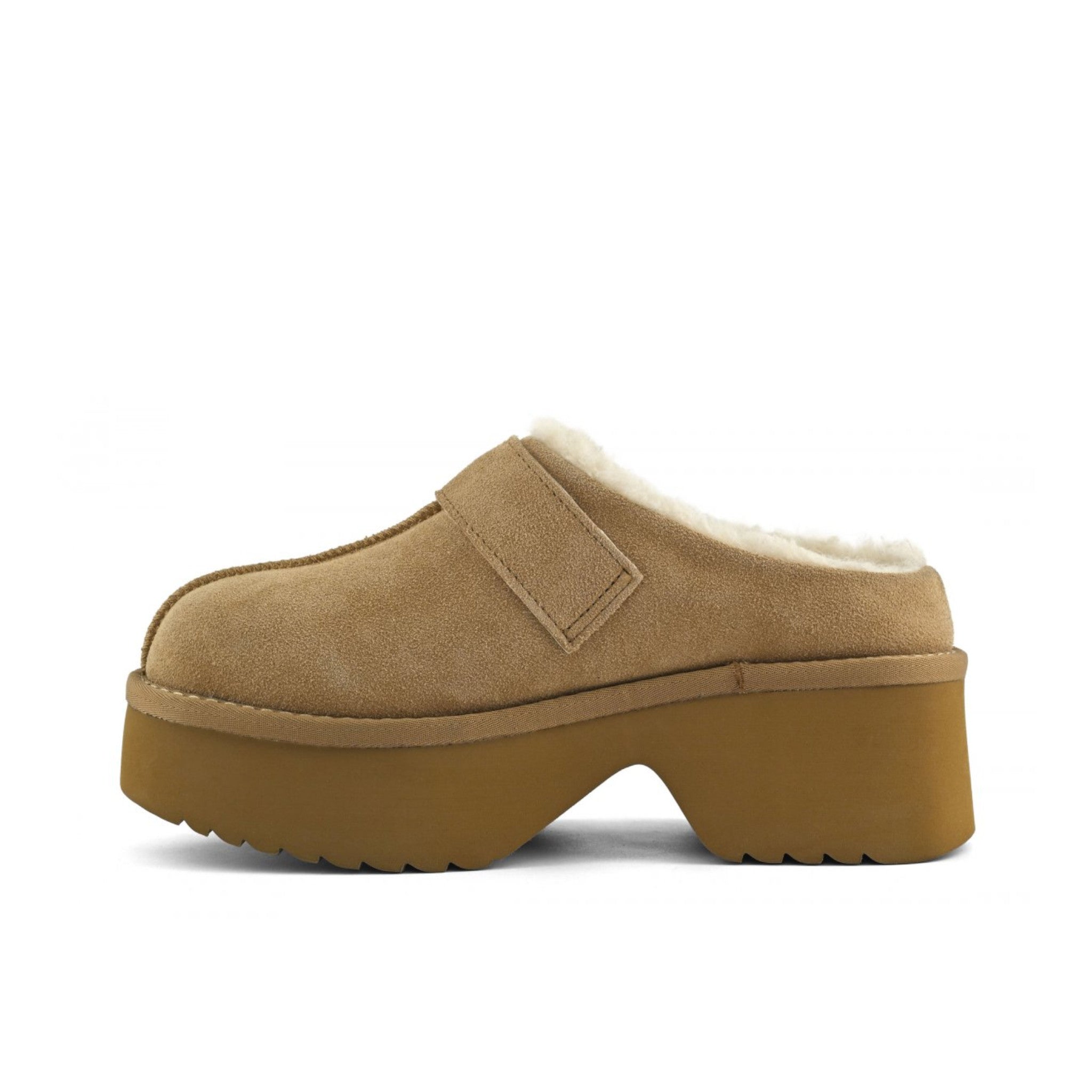 SABOT IN PELLE SCAMOSCIATA CON SUOLA PLATEAU