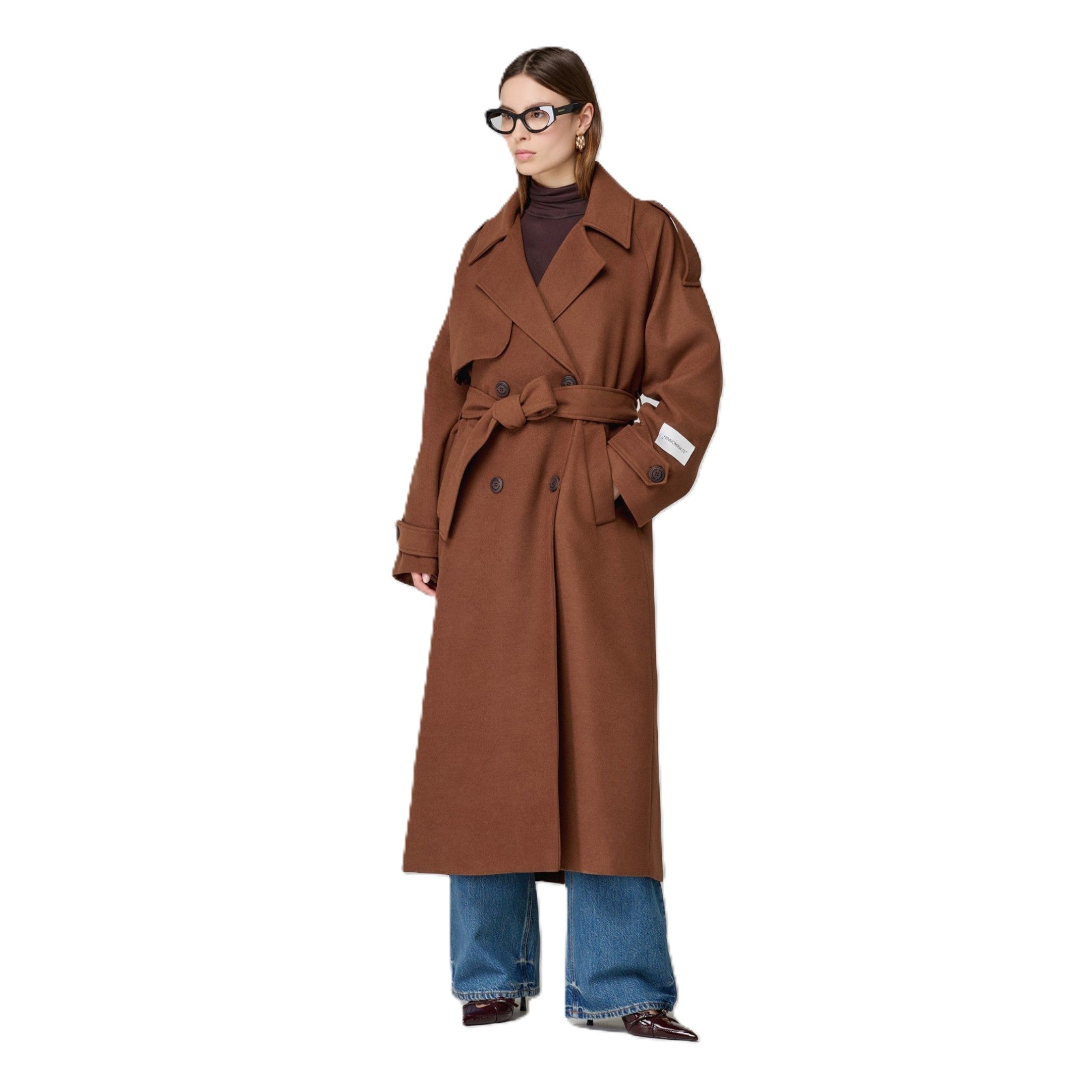CAPPOTTO OVER IN PANNO CON CINTURA E SPACCO DIETRO