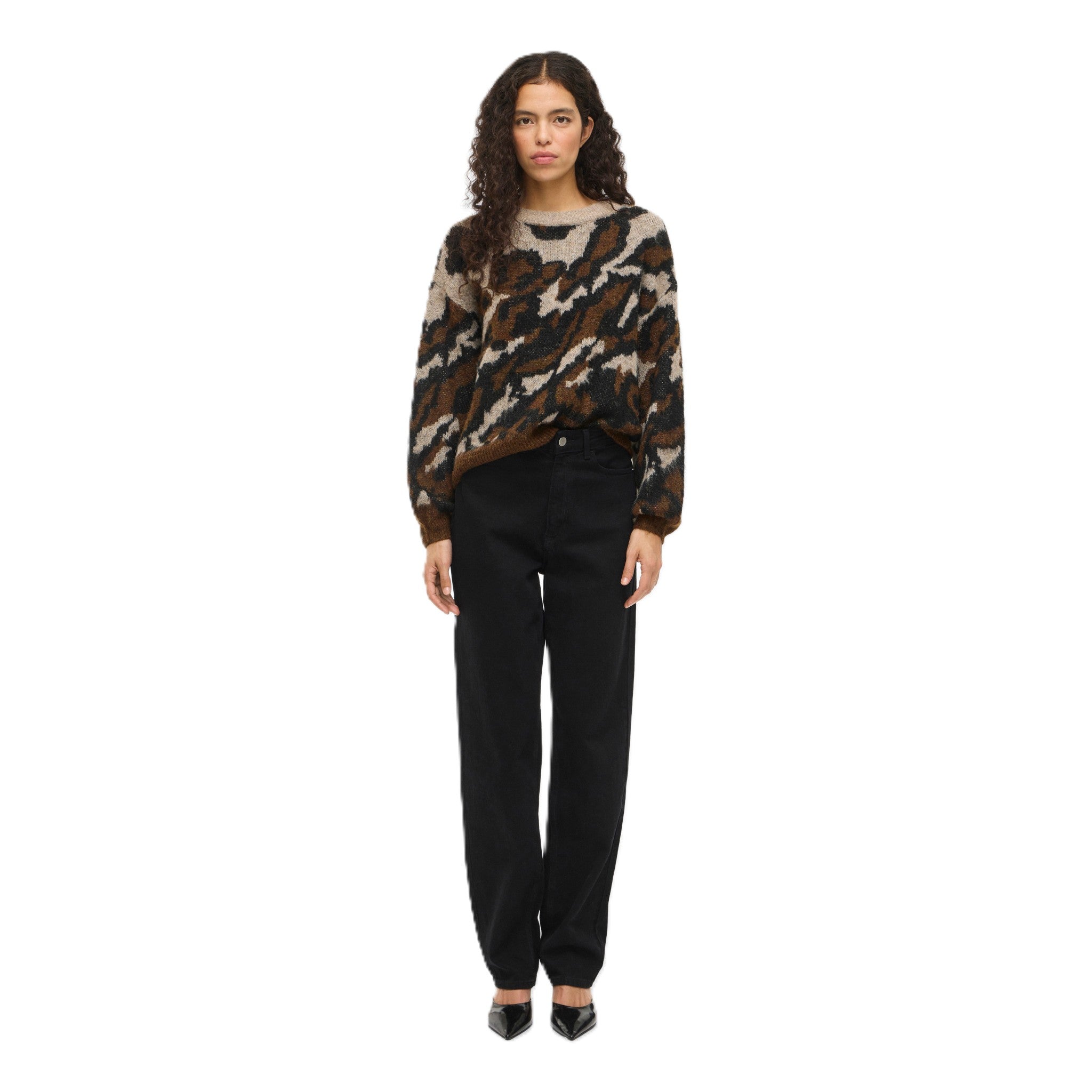 VILOMA O-NECK JACQUARD KNIT TOP