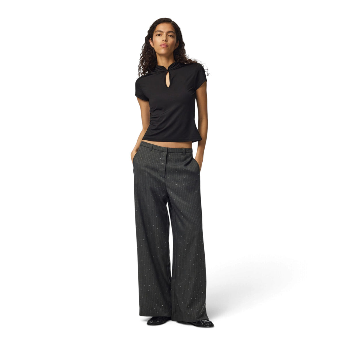 FALKA PINSTRIPE PANTS WITH RHINESTONE
