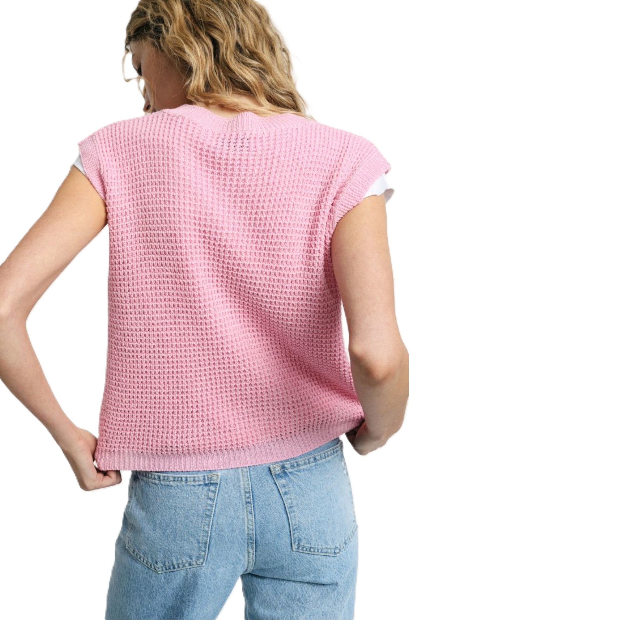 TOP A MAGLIA CON SCOLLO A V