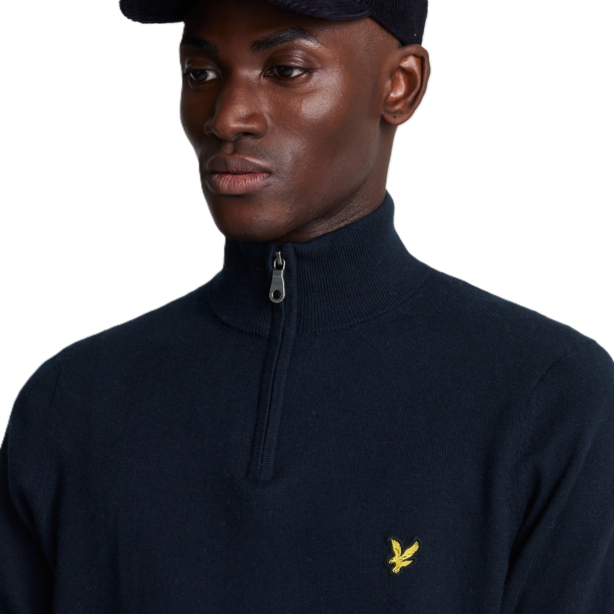 COTTON MERINO QUARTER ZIP JUMPER