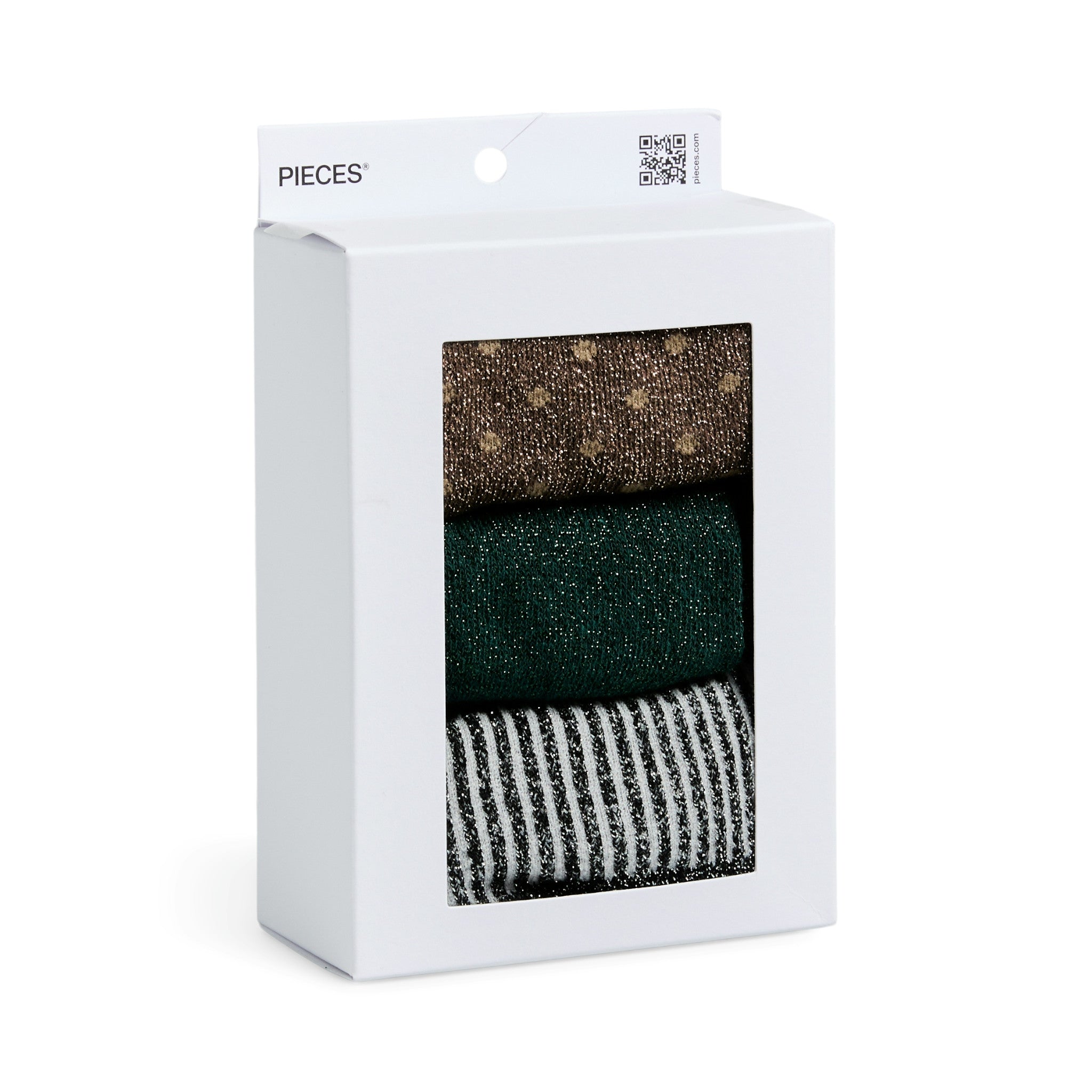 PCSEBBY XMAS GLITTER SOCKS 3 PACK BOX