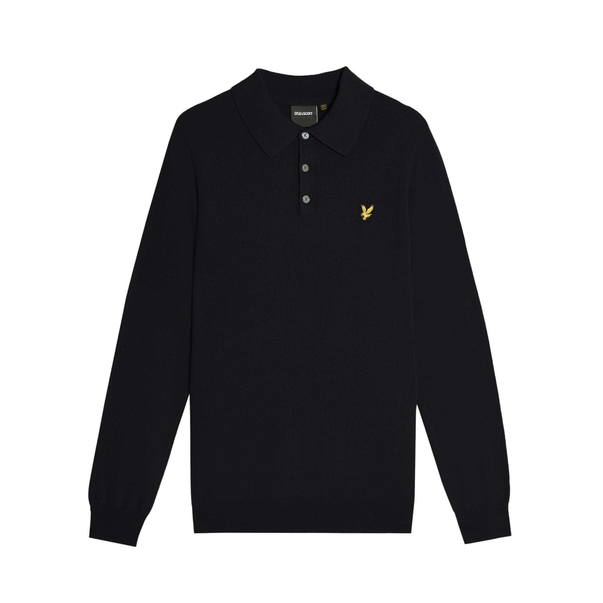 COTTON MERINO LONG SLEEVE KNITTED POLO