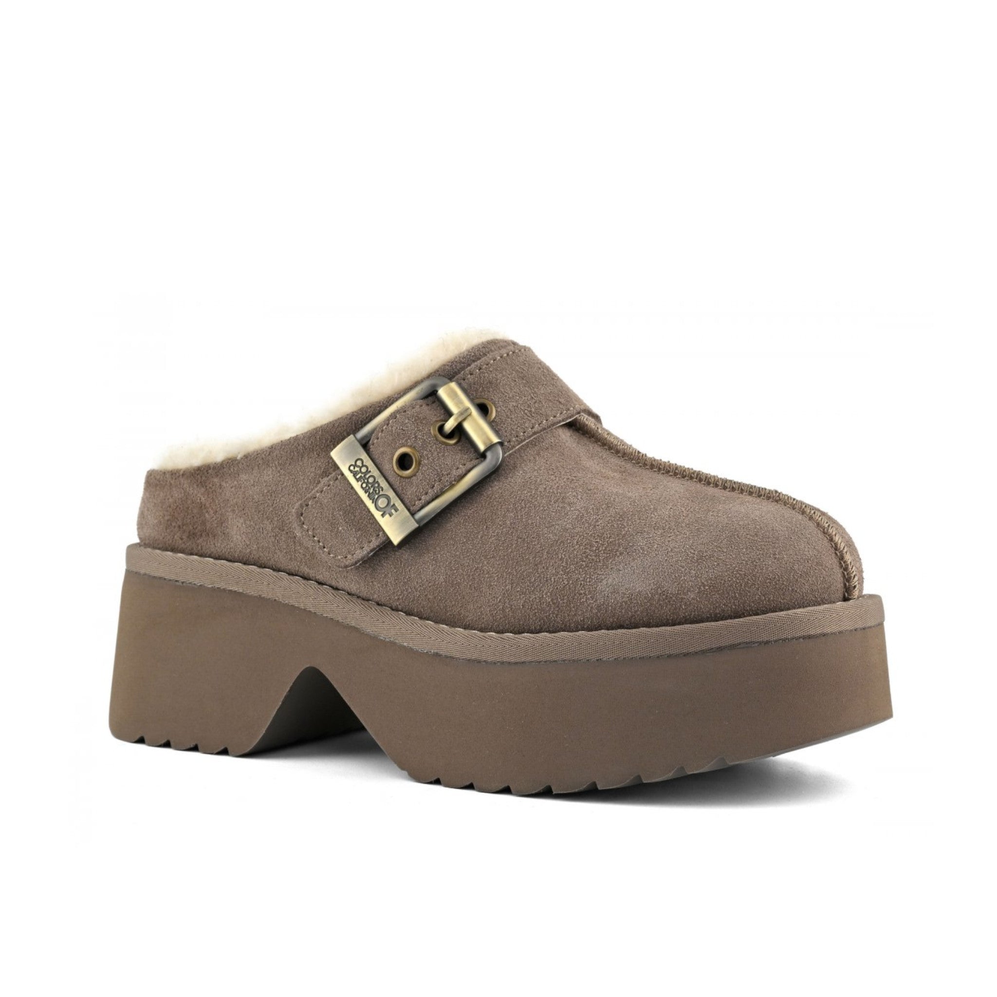 SABOT IN PELLE SCAMOSCIATA CON SUOLA PLATEAU