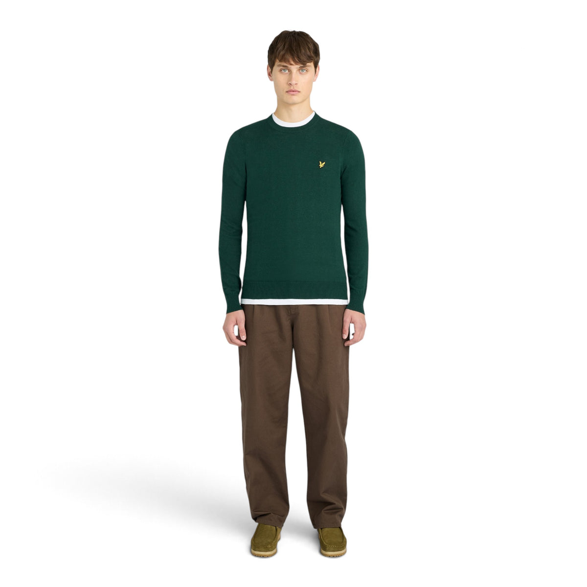 MAGLIONE GIROCOLLO IN COTONE E LANA MERINO